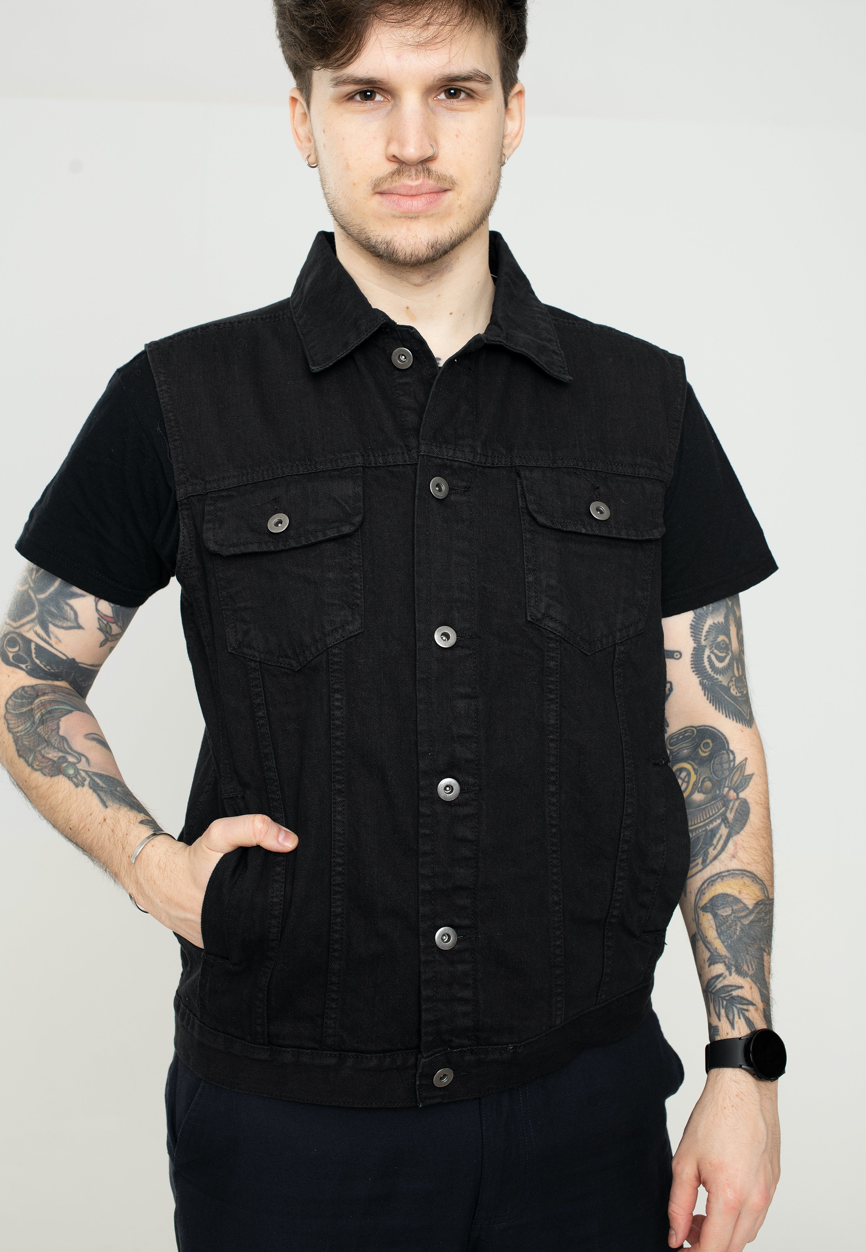 Urban Classics - Denim Black Dark - Jeans Vest | Men-Image