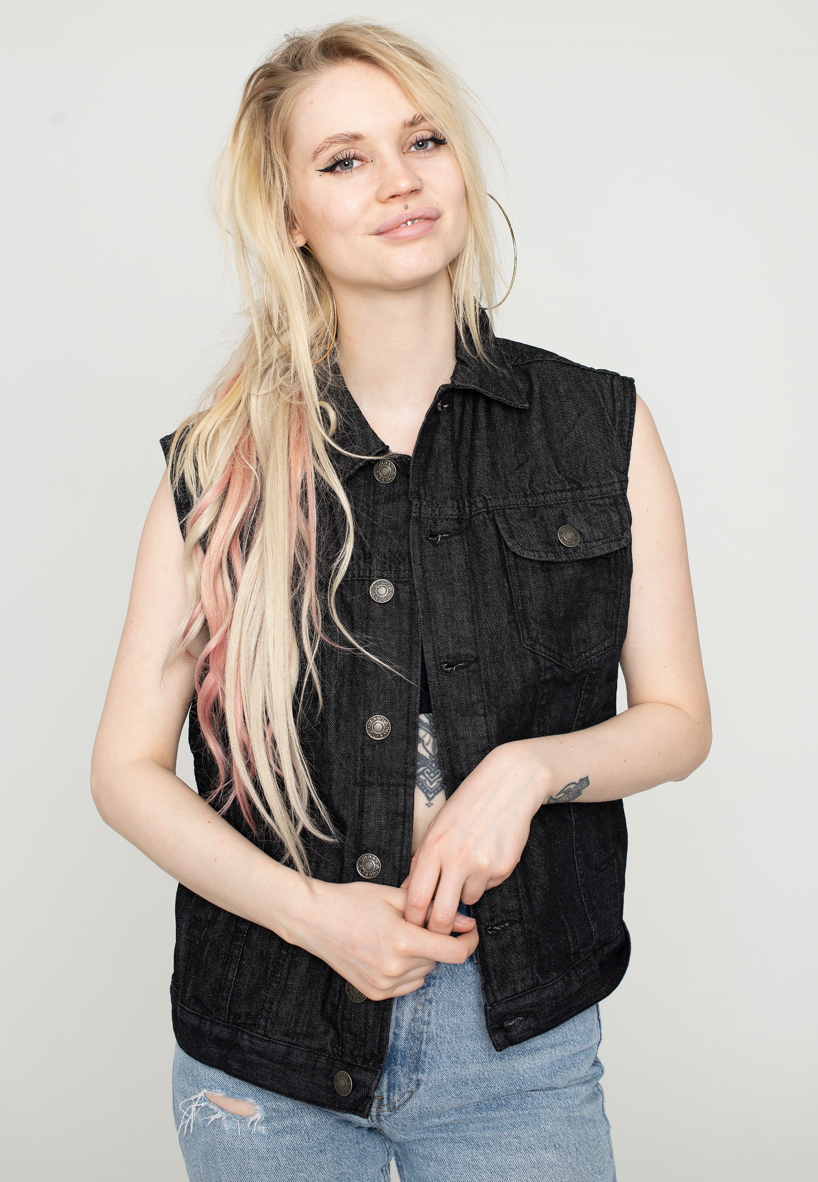 Urban Classics - Denim Black Washed - Jeans Vest | Women-Image