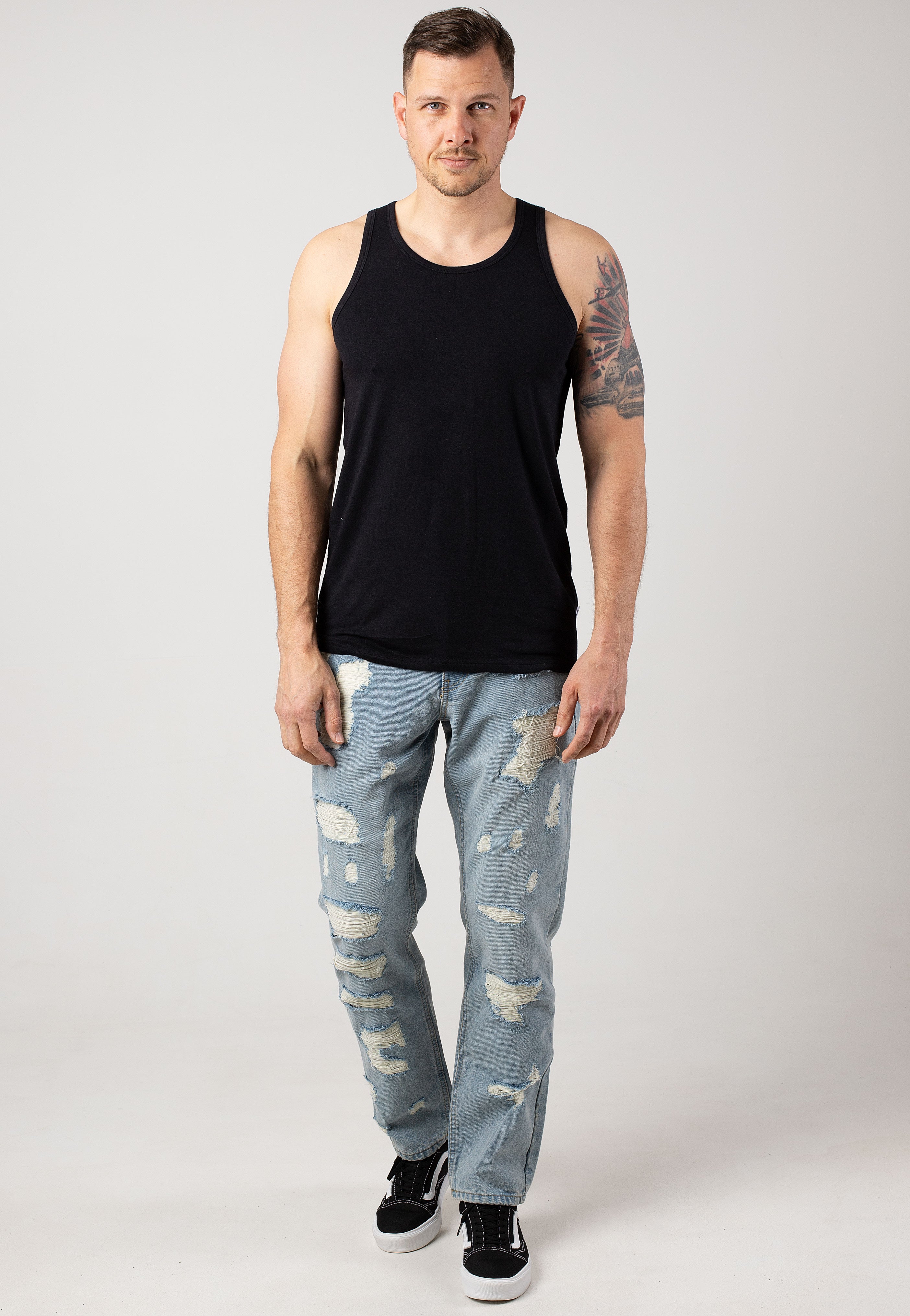 Urban Classics - Heavy Ounce Straight Fit New Light Blue Heavy Destroyed Washed - Jeans | Men-Image