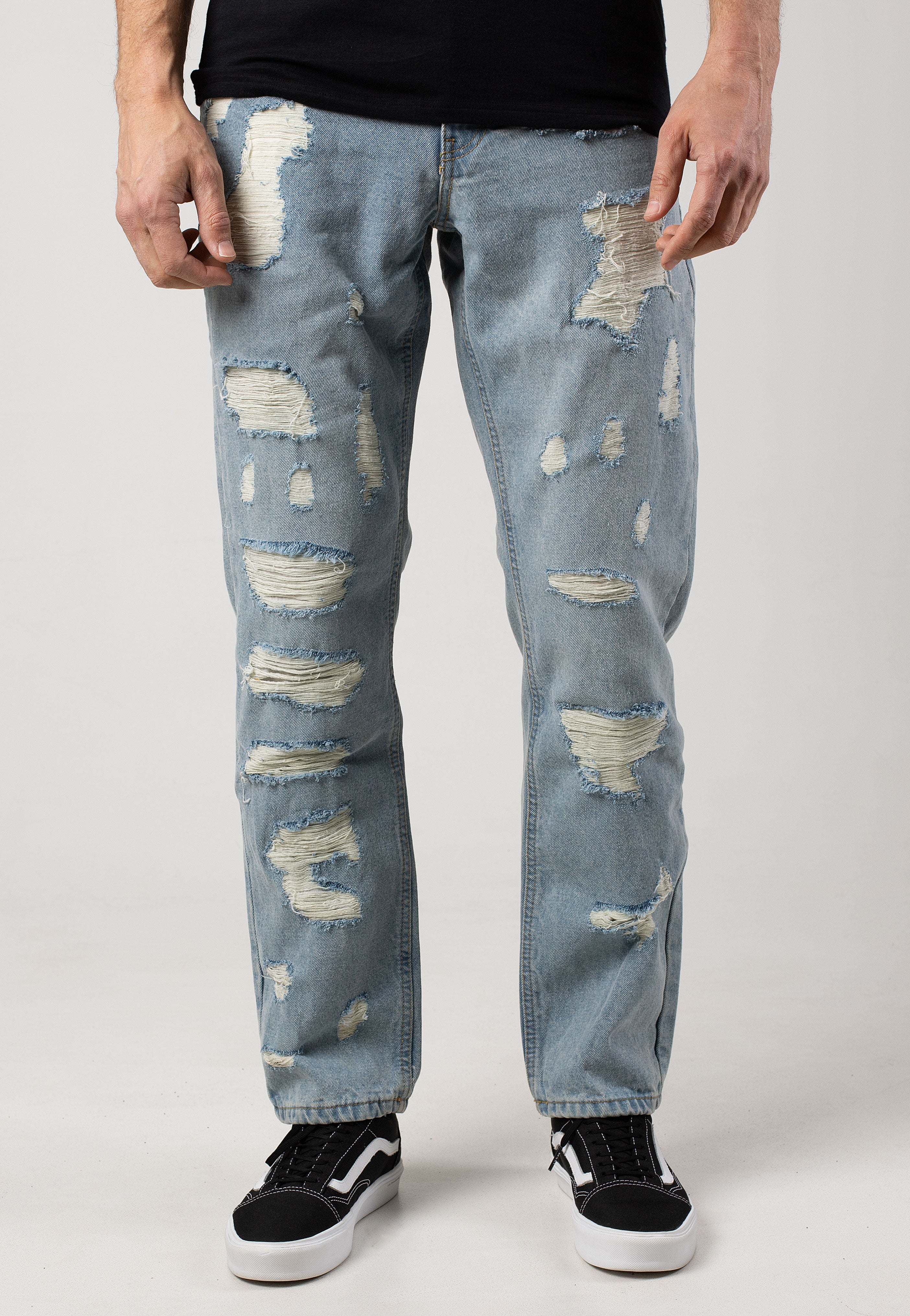 Urban Classics - Heavy Ounce Straight Fit New Light Blue Heavy Destroyed Washed - Jeans | Men-Image