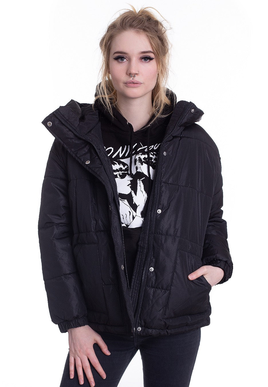 Urban Classics - Oversized Hooded Puffer Black - Jacket | Women-Image