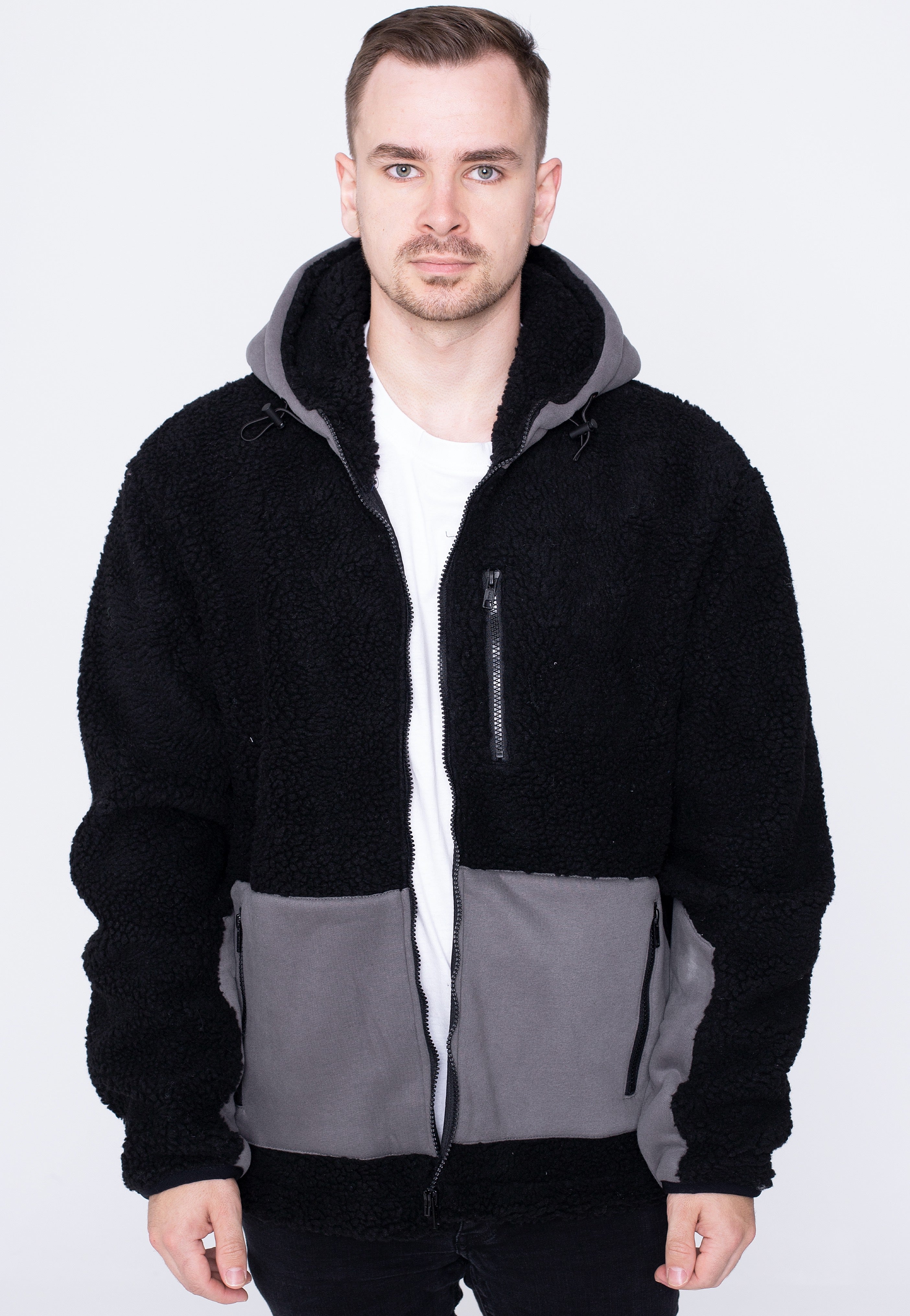 Urban Classics - Hooded Sherpa Black/Asphalt - Jacket | Men-Image