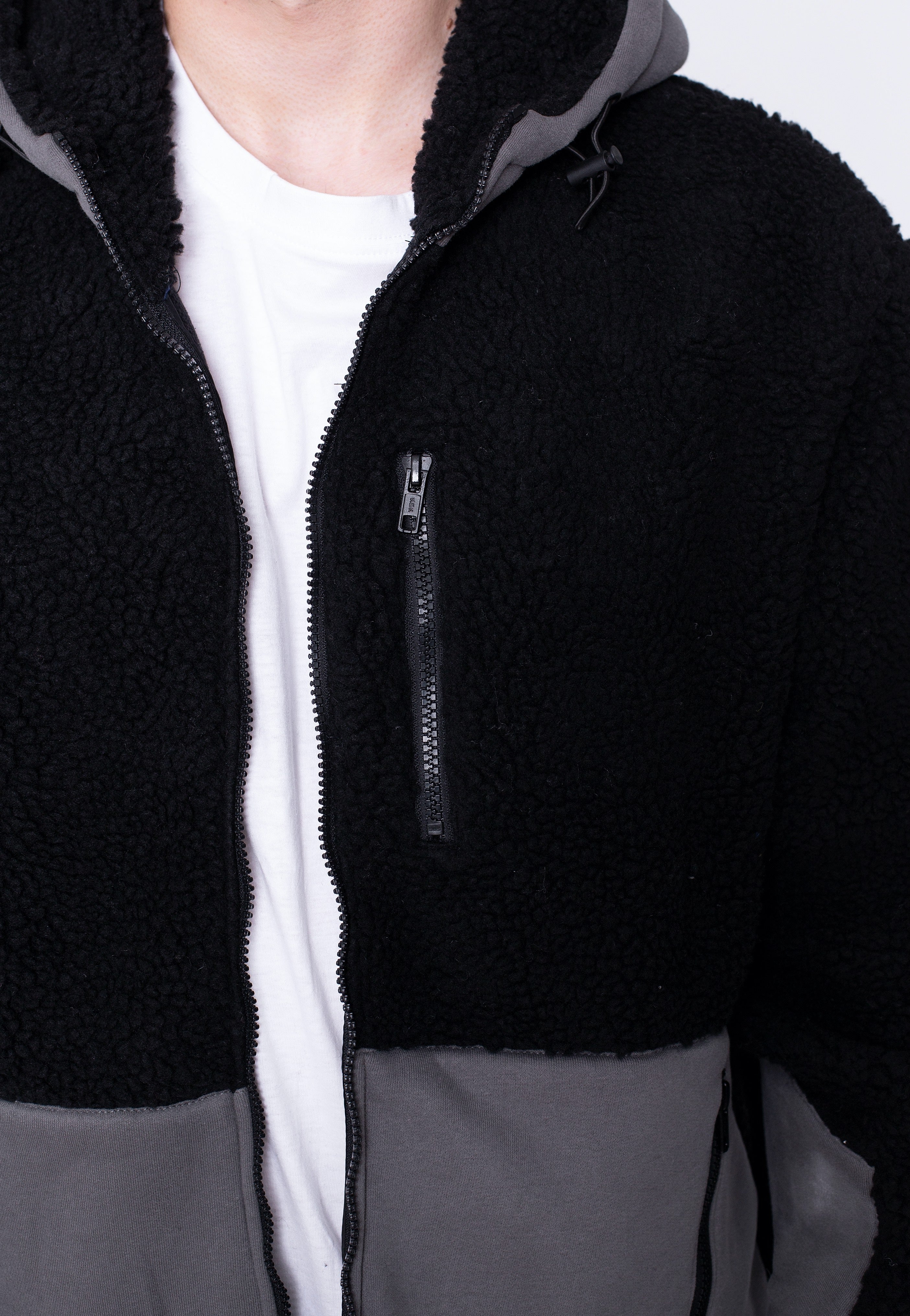 Urban Classics - Hooded Sherpa Black/Asphalt - Jacket | Men-Image