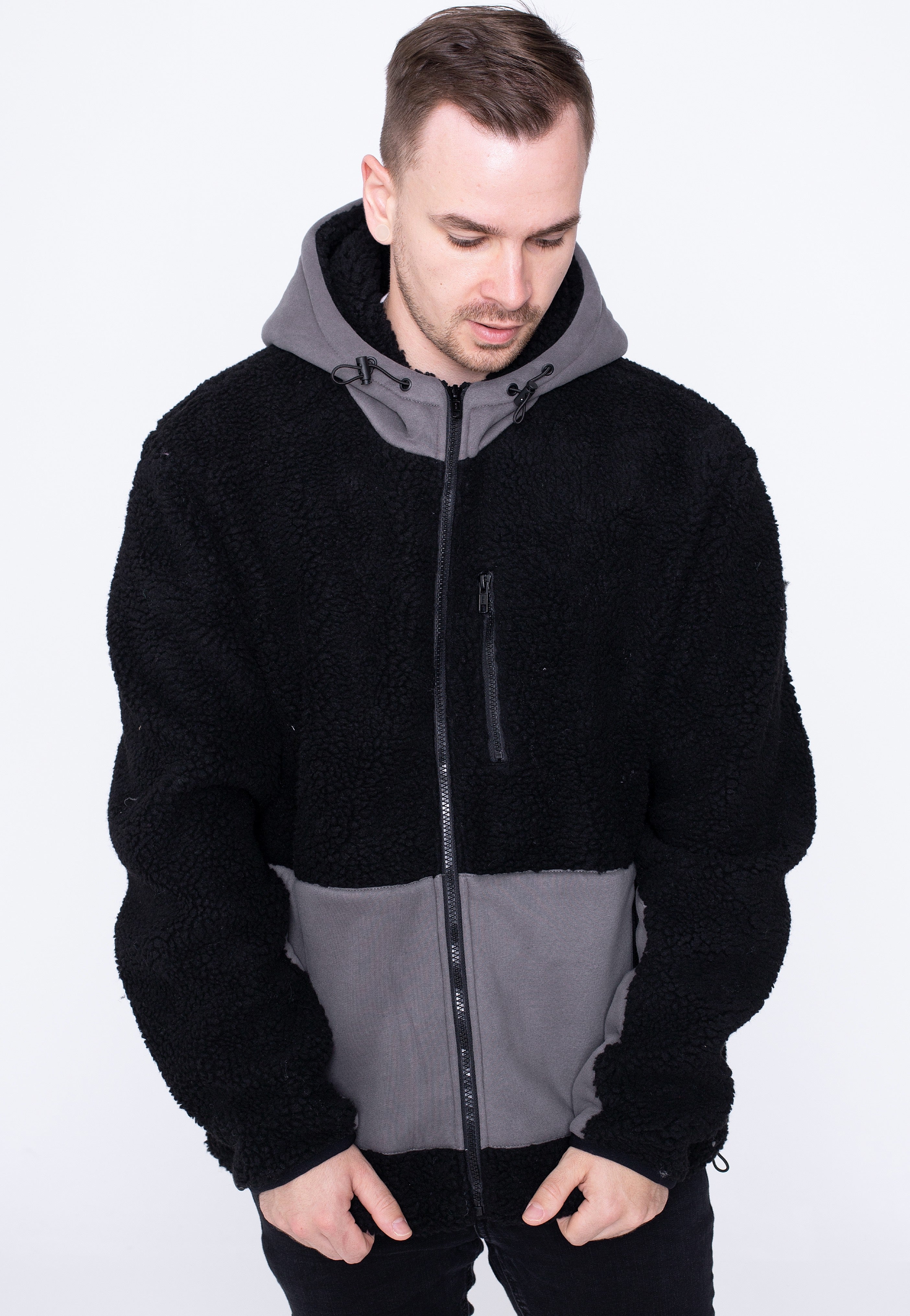 Urban Classics - Hooded Sherpa Black/Asphalt - Jacket | Men-Image