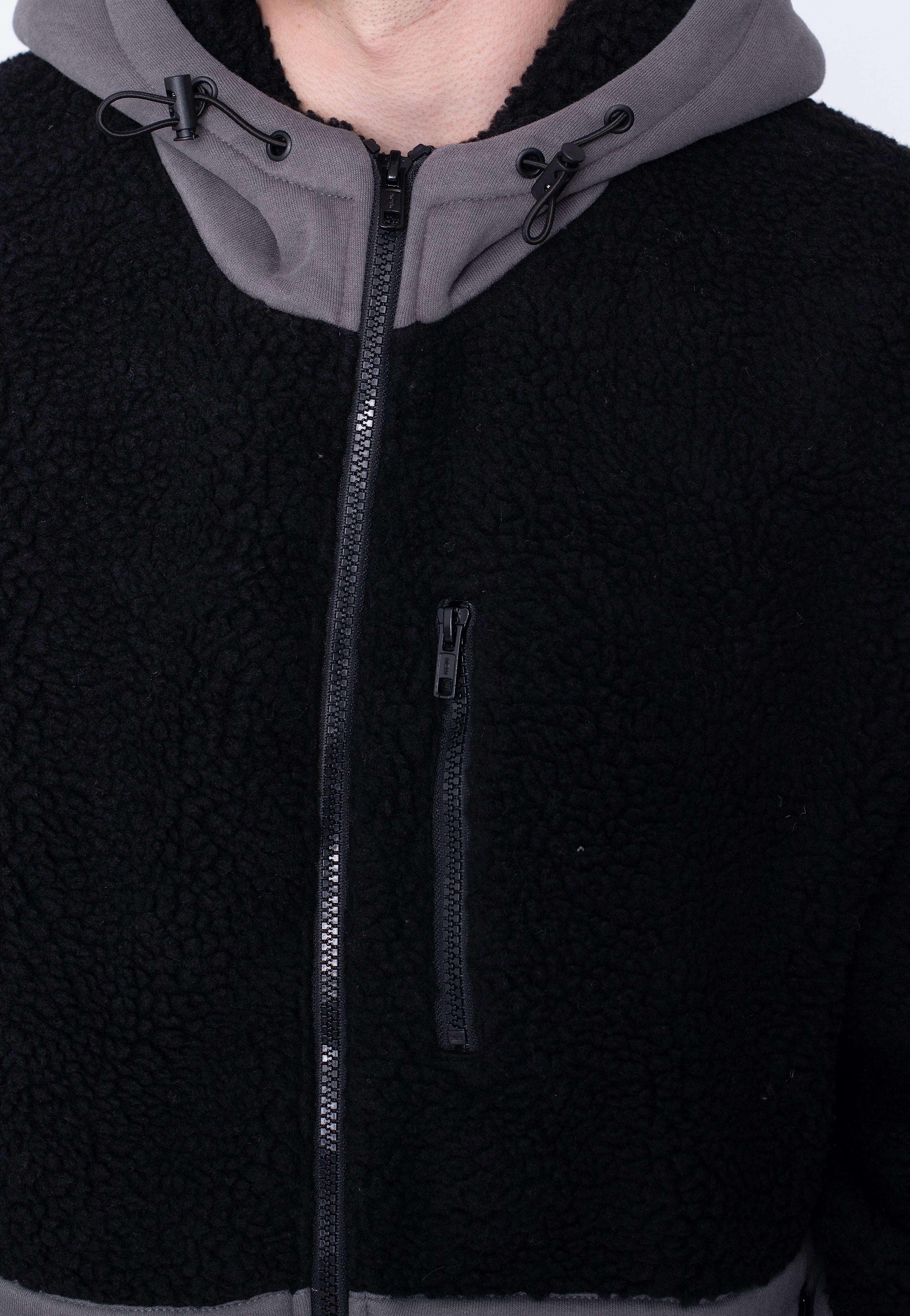 Urban Classics - Hooded Sherpa Black/Asphalt - Jacket | Men-Image