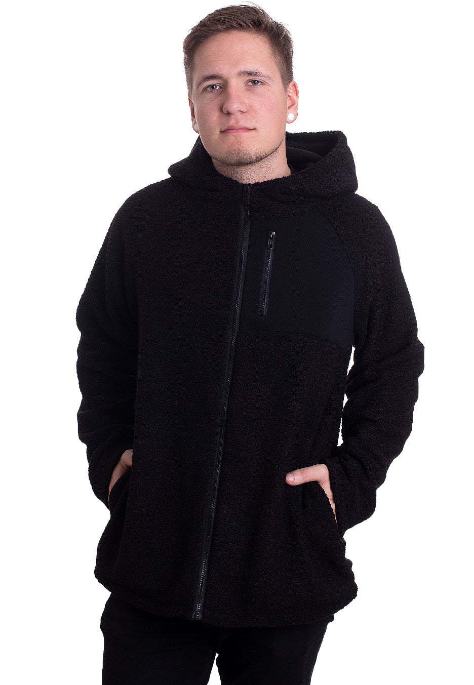 Urban Classics - Hooded Sherpa Zip Black - Jacket | Men-Image