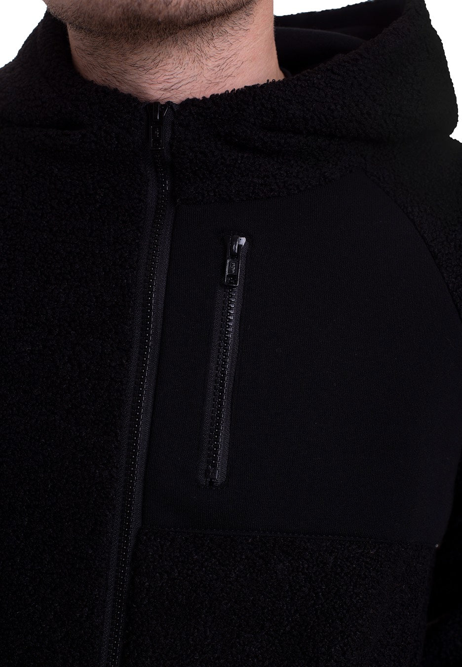 Urban Classics - Hooded Sherpa Zip Black - Jacket | Men-Image