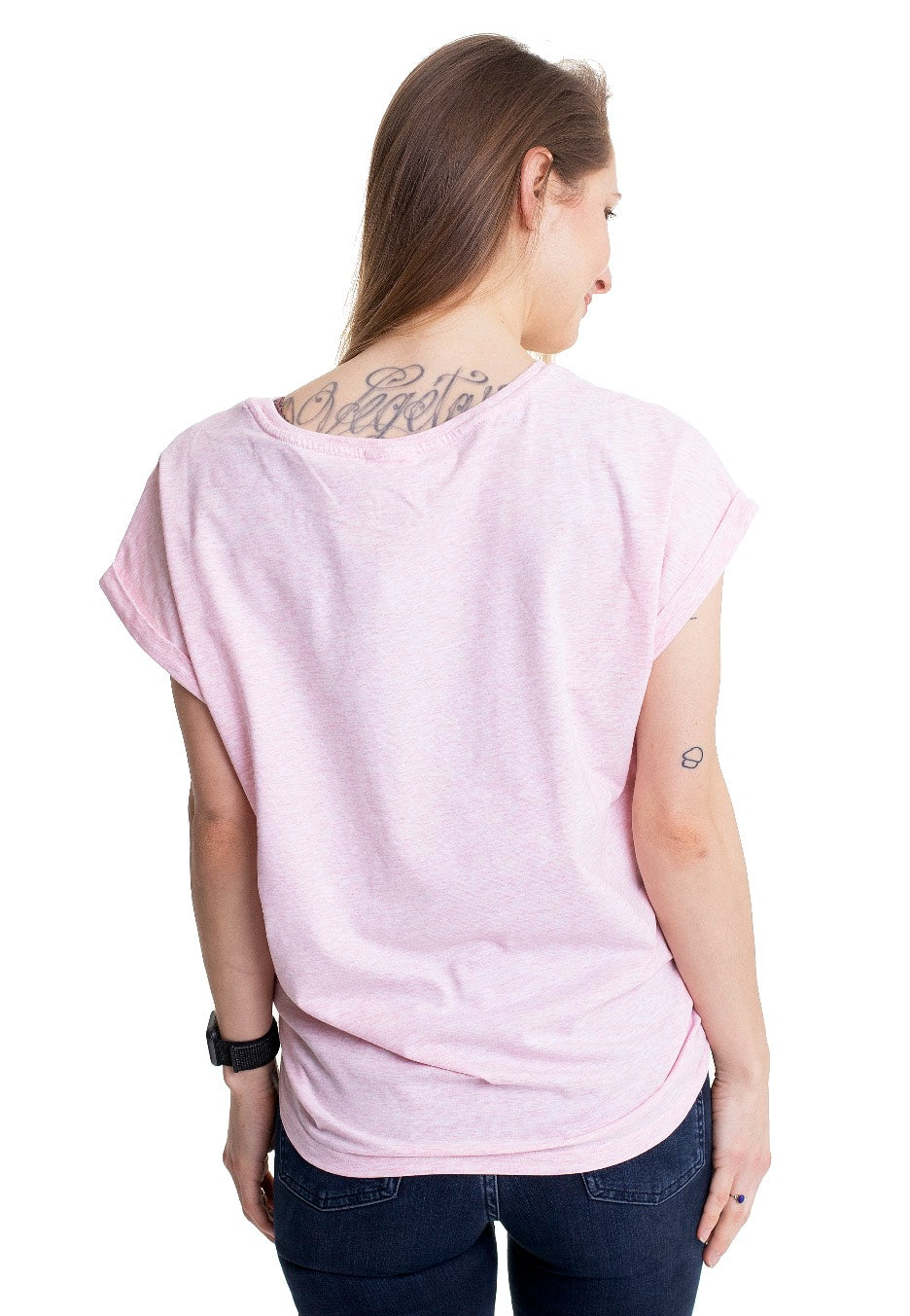 Urban Classics - Ladies Color Melange Extended Shoulder Pink Melange - T-Shirt | Women-Image