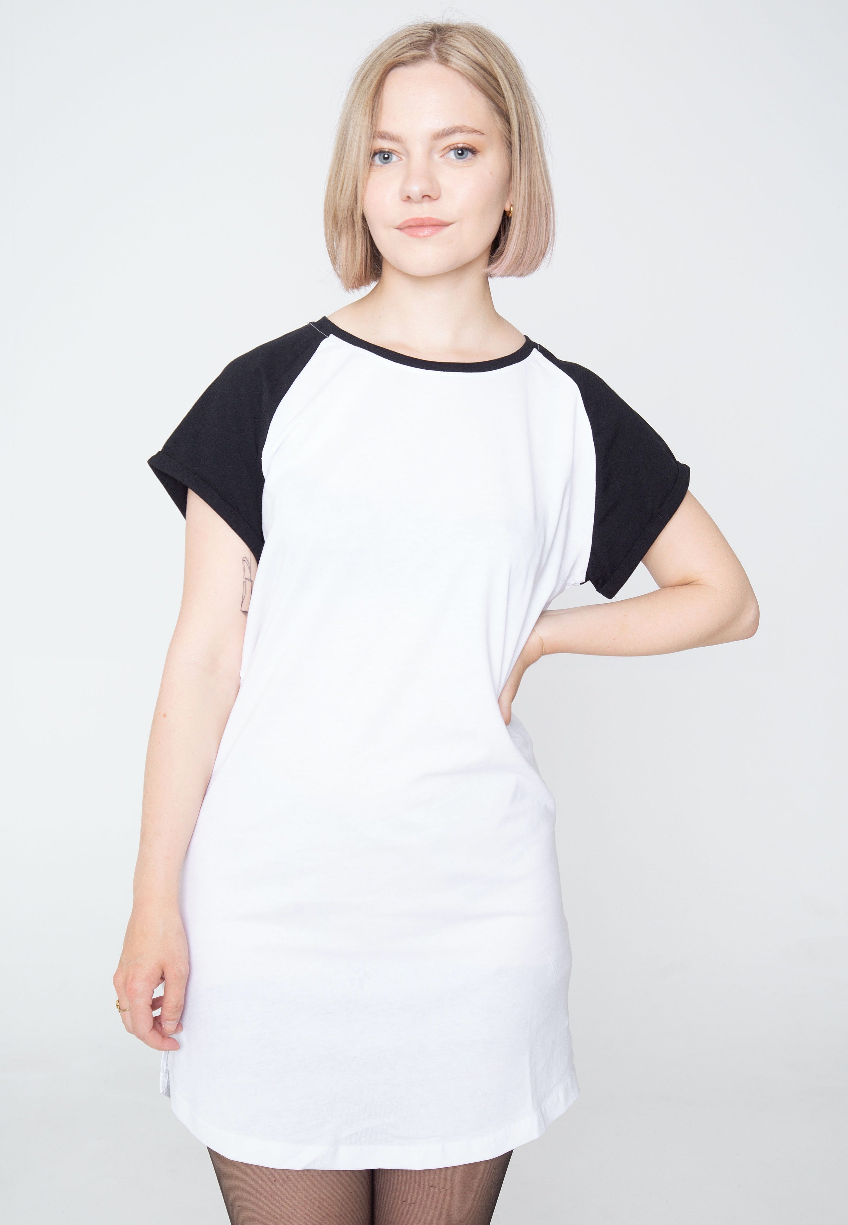 Urban Classics - Ladies Contrast Raglan Tee White/Black - Dress | Women-Image