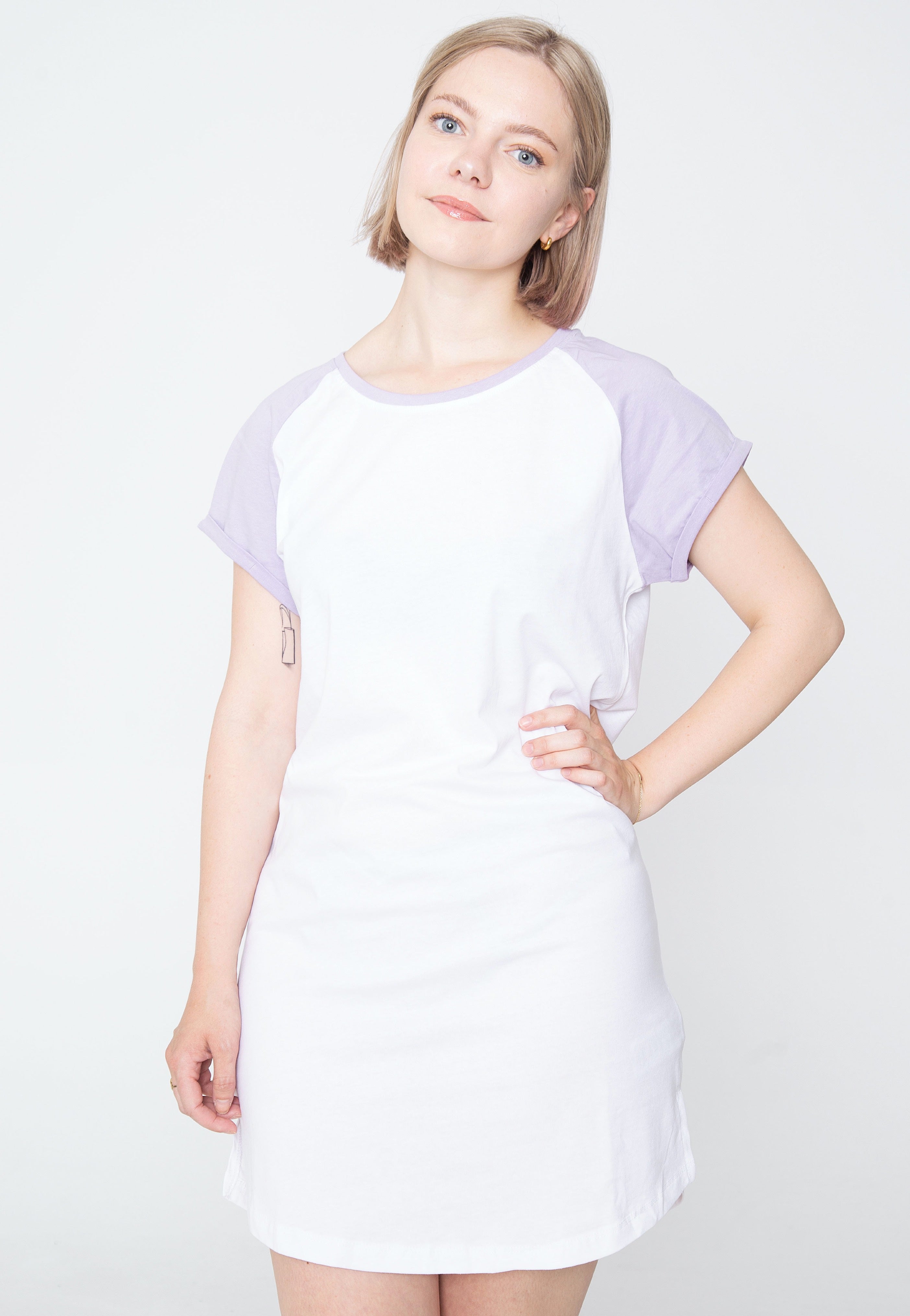 Urban Classics - Ladies Contrast Raglan Tee White/Lilac - Dress | Women-Image