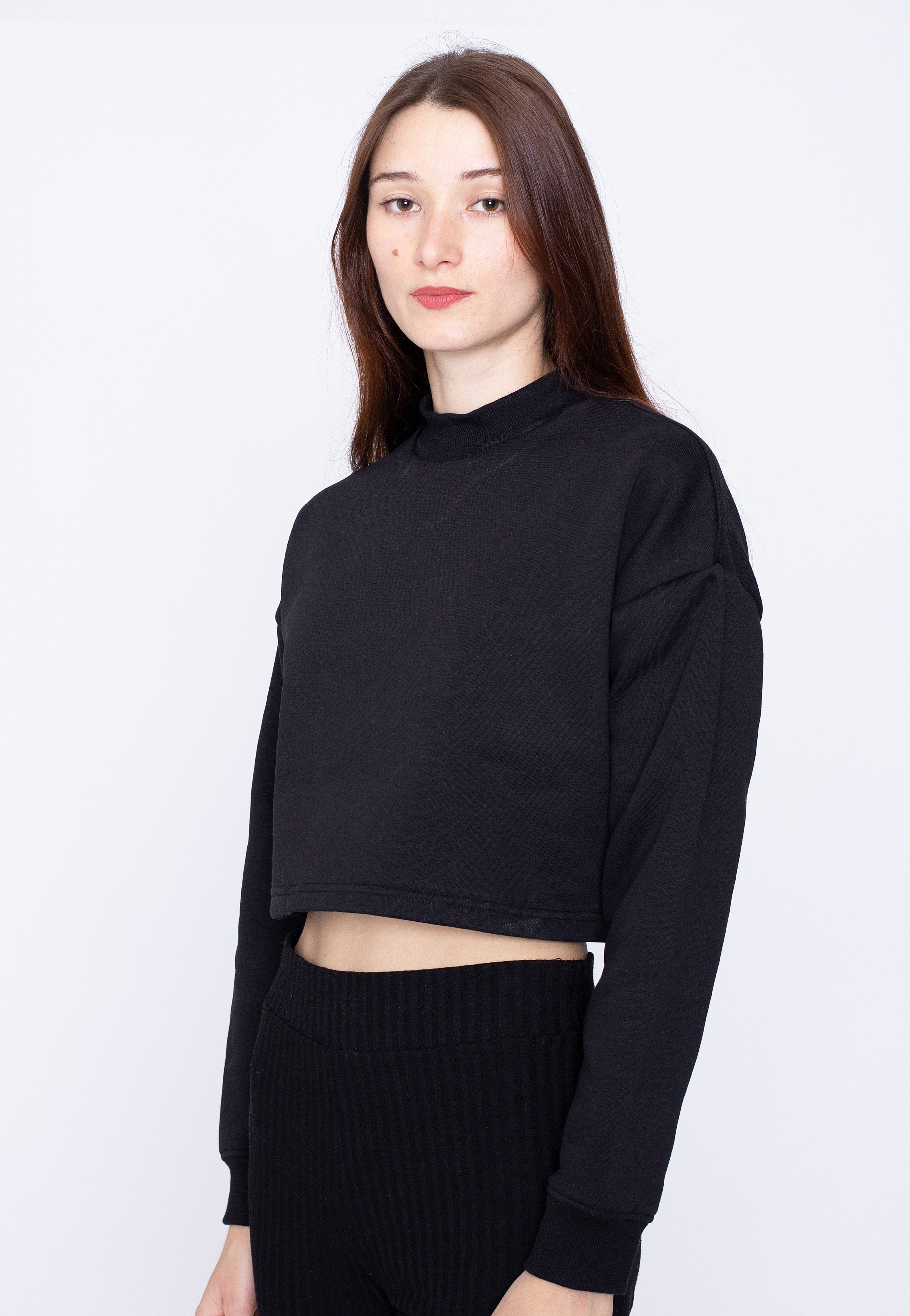 Urban Classics - Ladies Cropped Oversized Sweat High Neck Black - Sweater | Women-Image