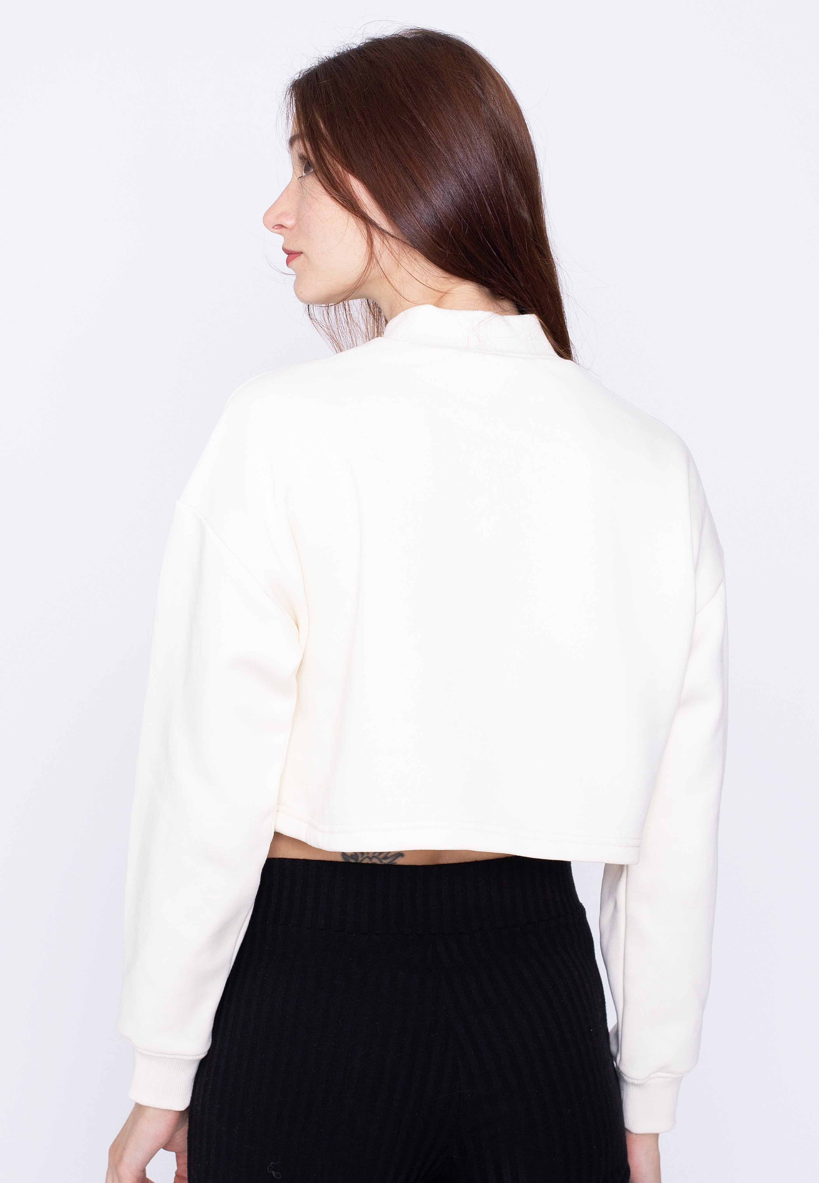 Urban Classics - Ladies Cropped Oversized Sweat High Neck White Sand - Sweater | Women-Image