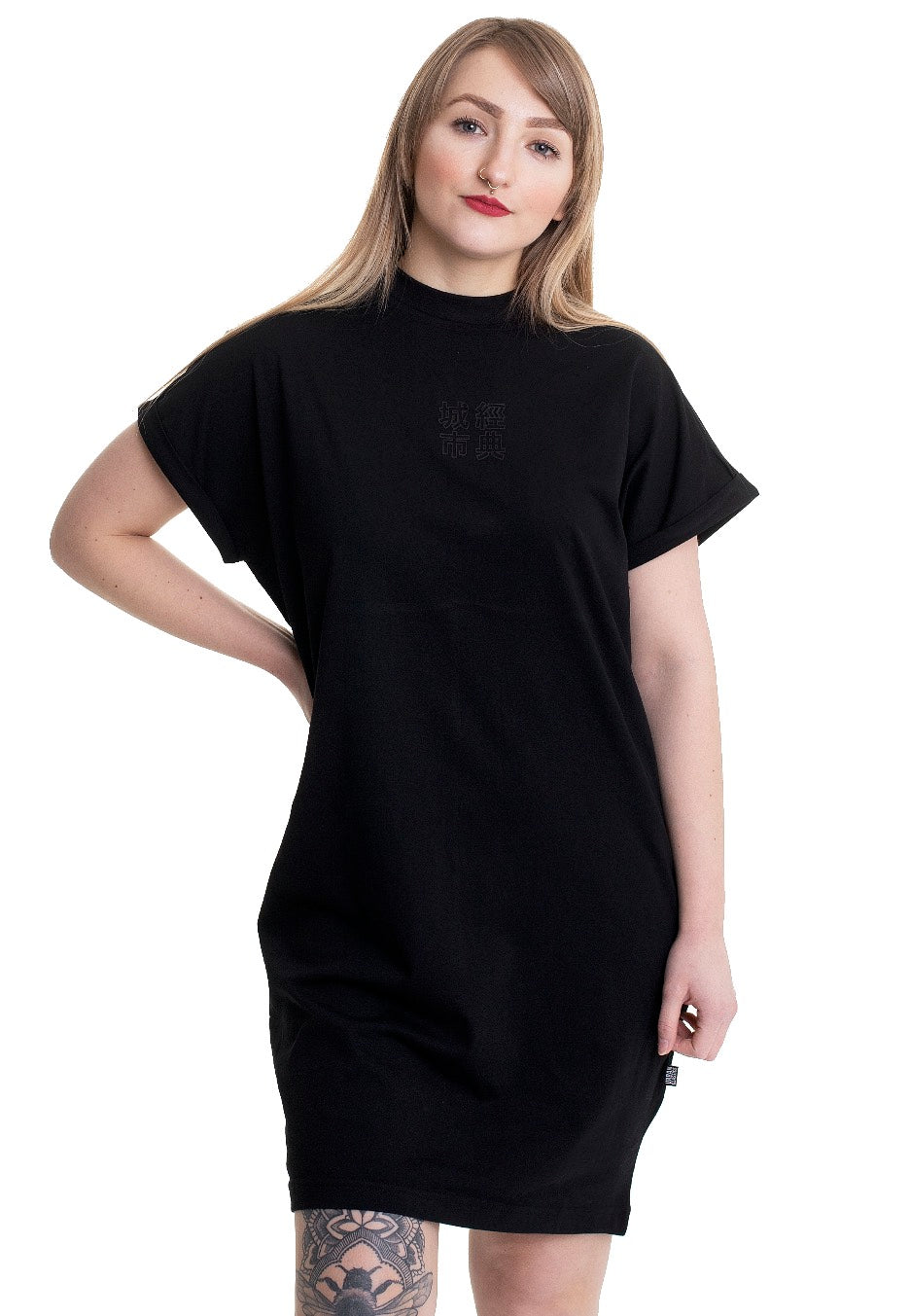 Urban Classics - Ladies Cut On Sleeve Printed Tee Black/Black - Dress | Women-Image