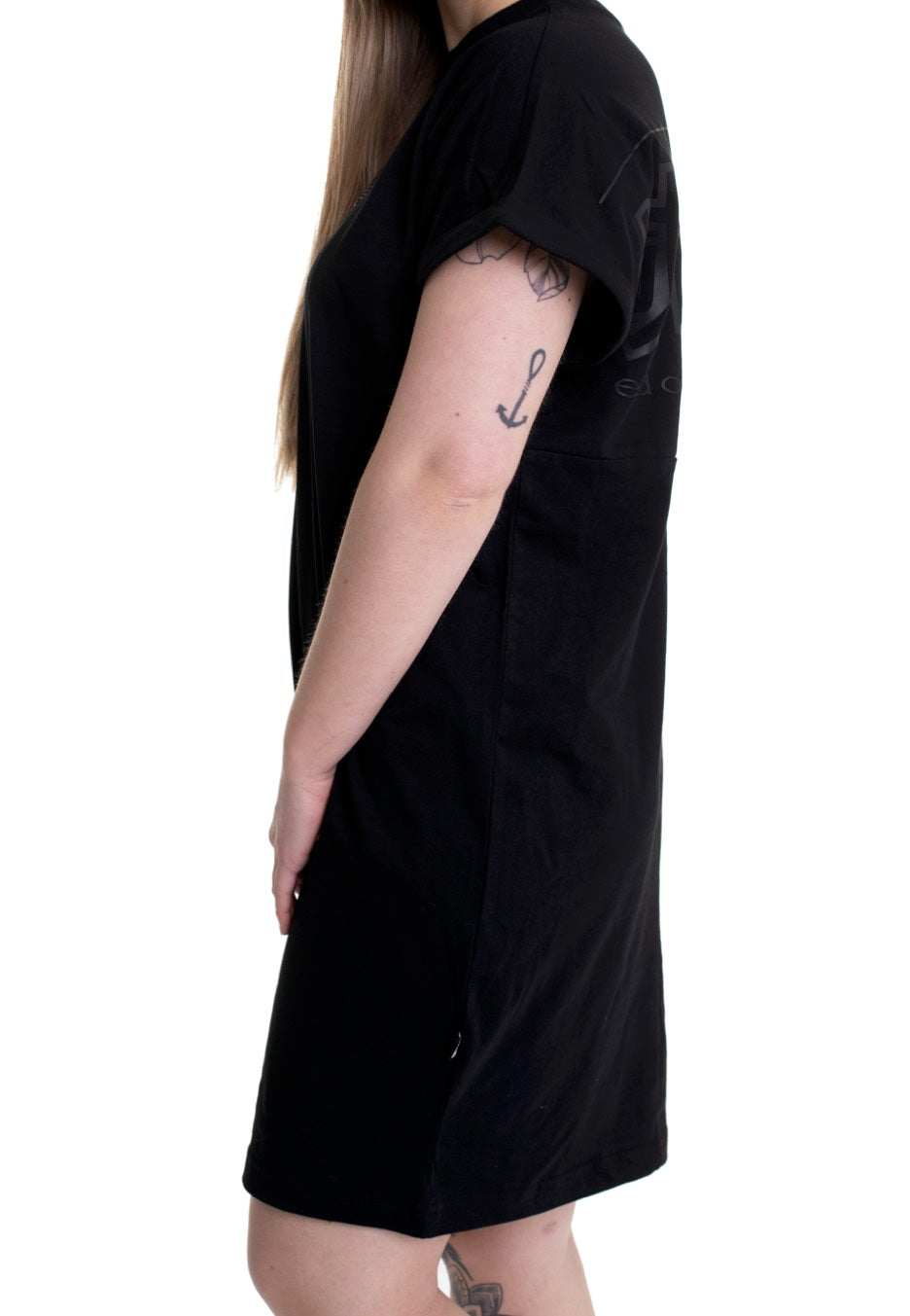 Urban Classics - Ladies Cut On Sleeve Printed Tee Black/Black - Dress | Women-Image