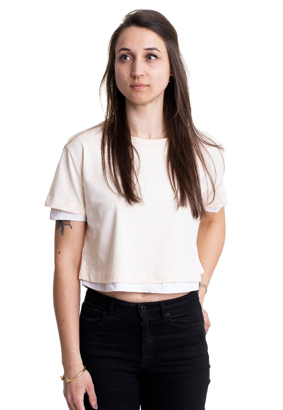 Urban Classics - Ladies Full Double Layered Whitesand/White - T-Shirt | Women-Image