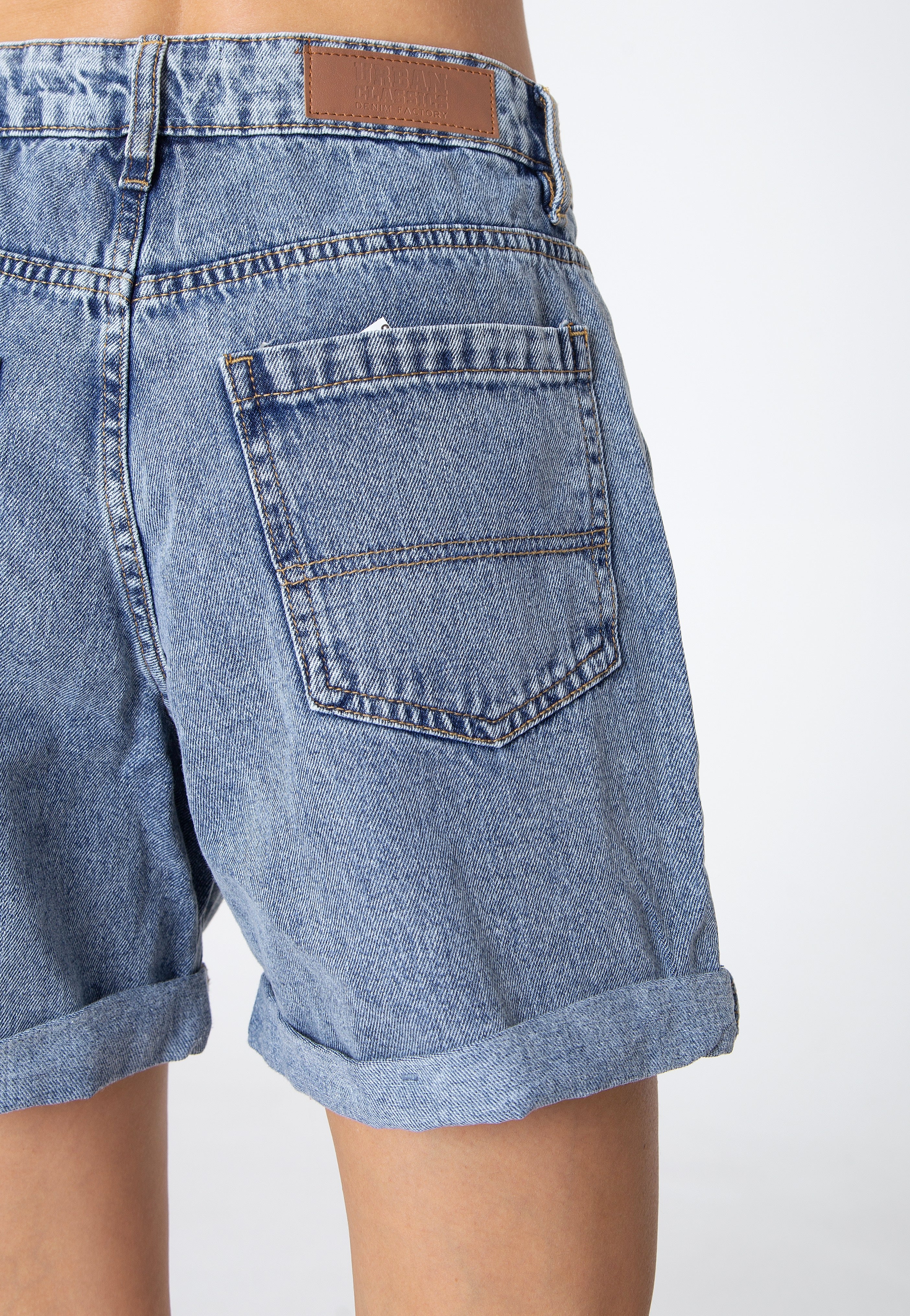 Urban Classics - Ladies High Waist Boyfriend Tinted Lightblue Washed - Shorts | Women-Image