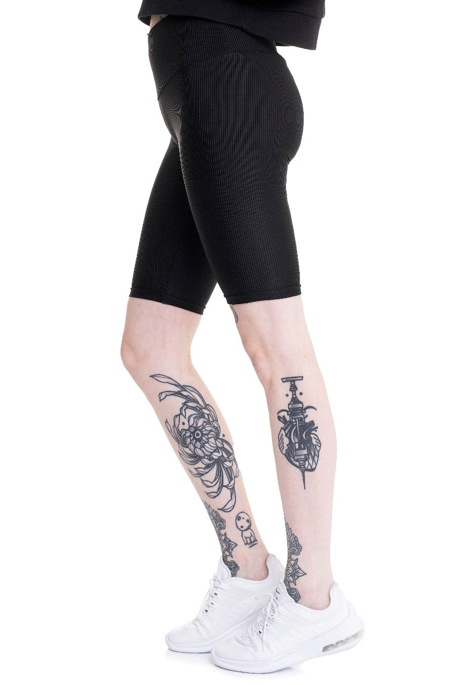 Urban Classics - Ladies High Waist Shiny Rib Cycle Black - Shorts | Women-Image