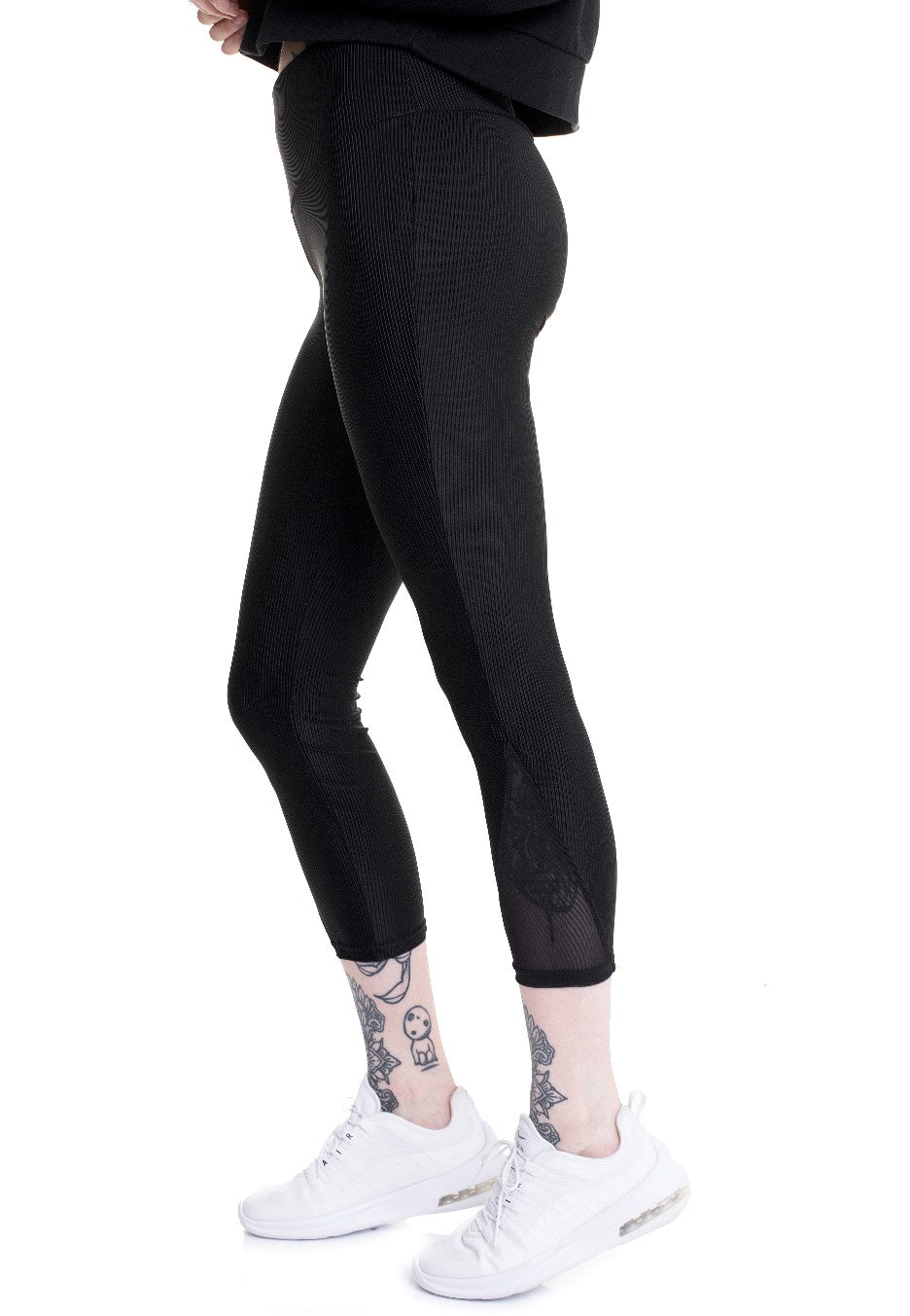 Urban Classics - Ladies High Waist Shiny Rib Pedal Pusher Black - Leggings | Women-Image