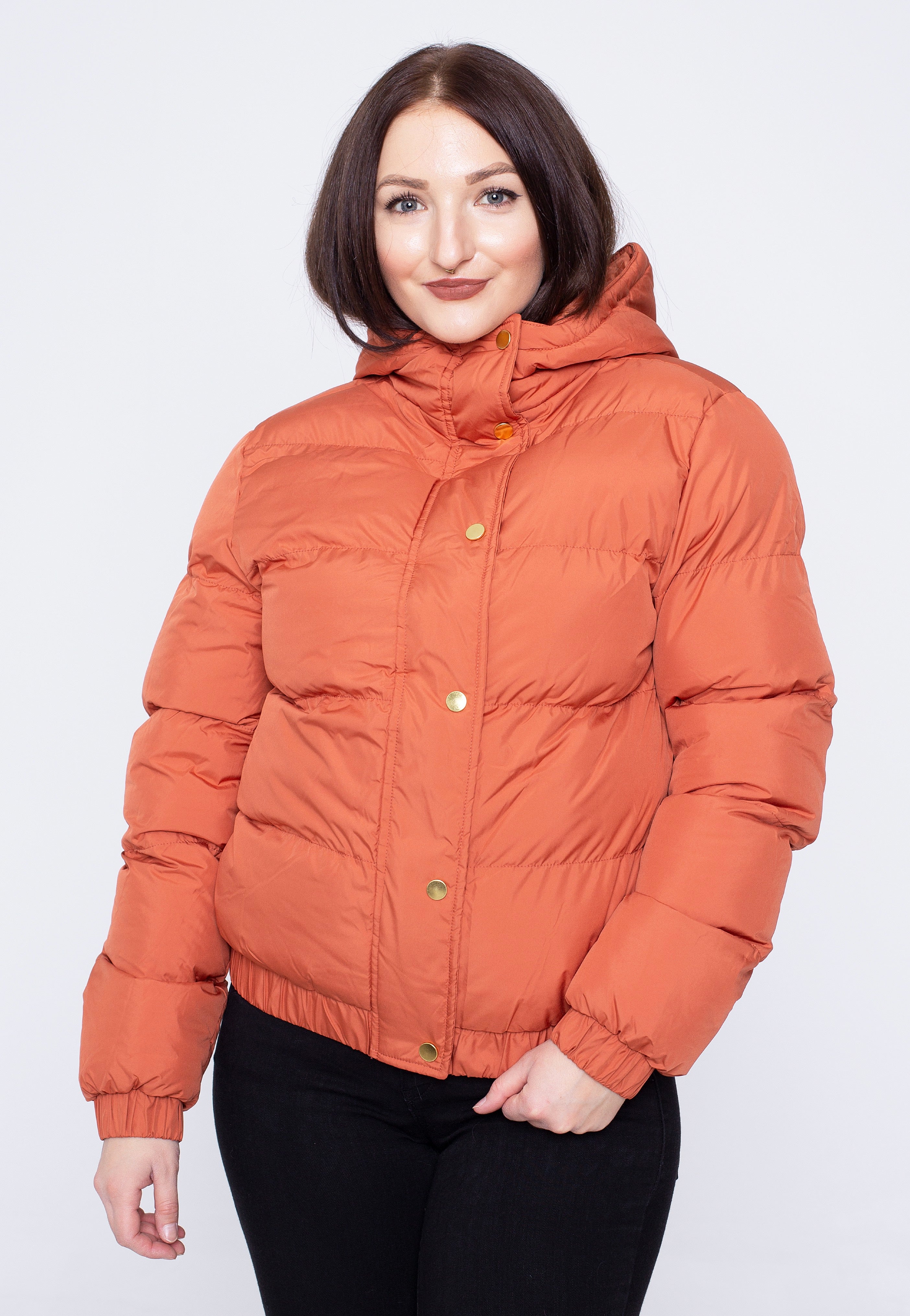 Urban Classics - Ladies Hooded Puffer Red Earth - Jacket | Women-Image