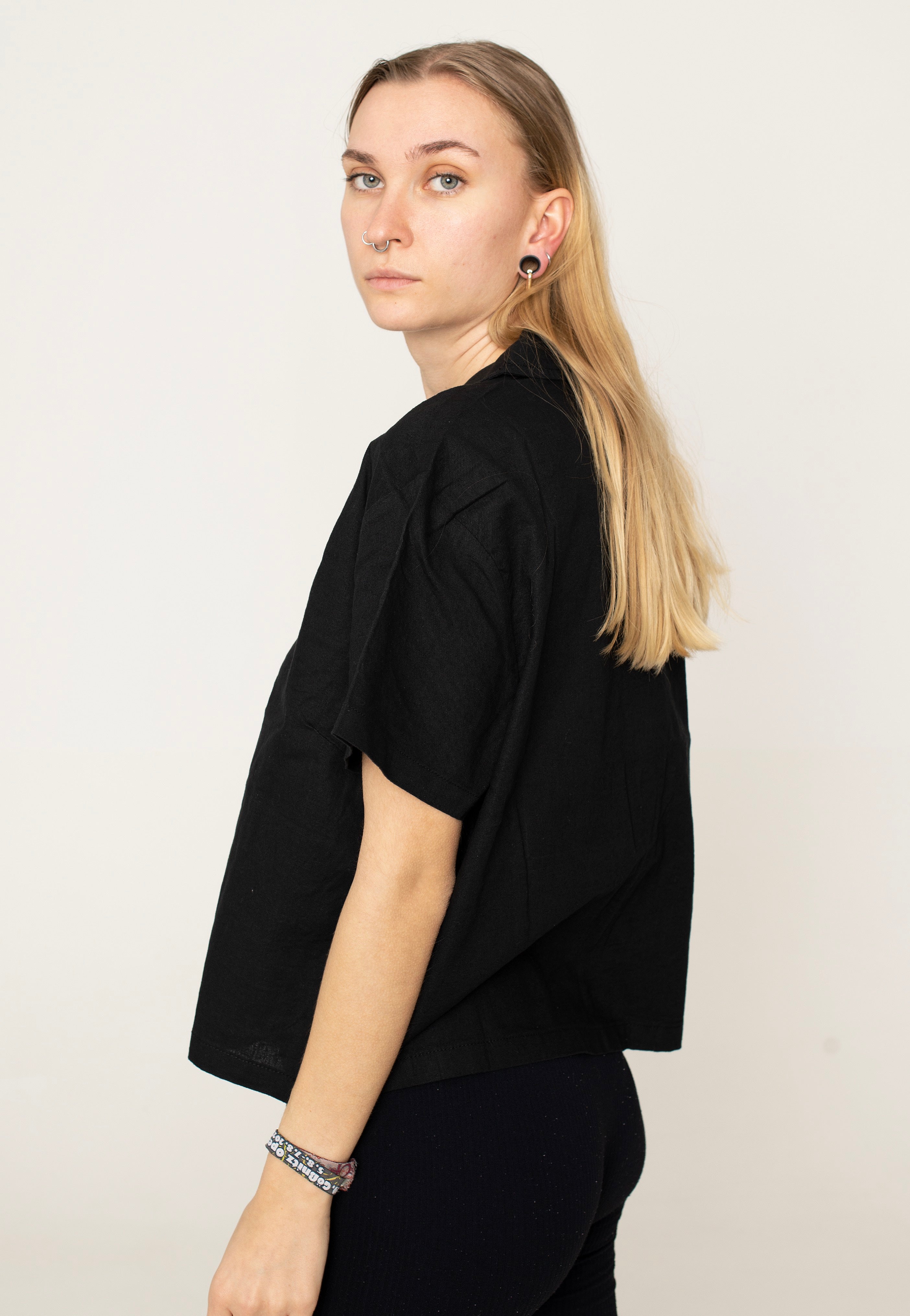 Urban Classics - Ladies Linen Mixed Resort Black - Shirt | Women-Image