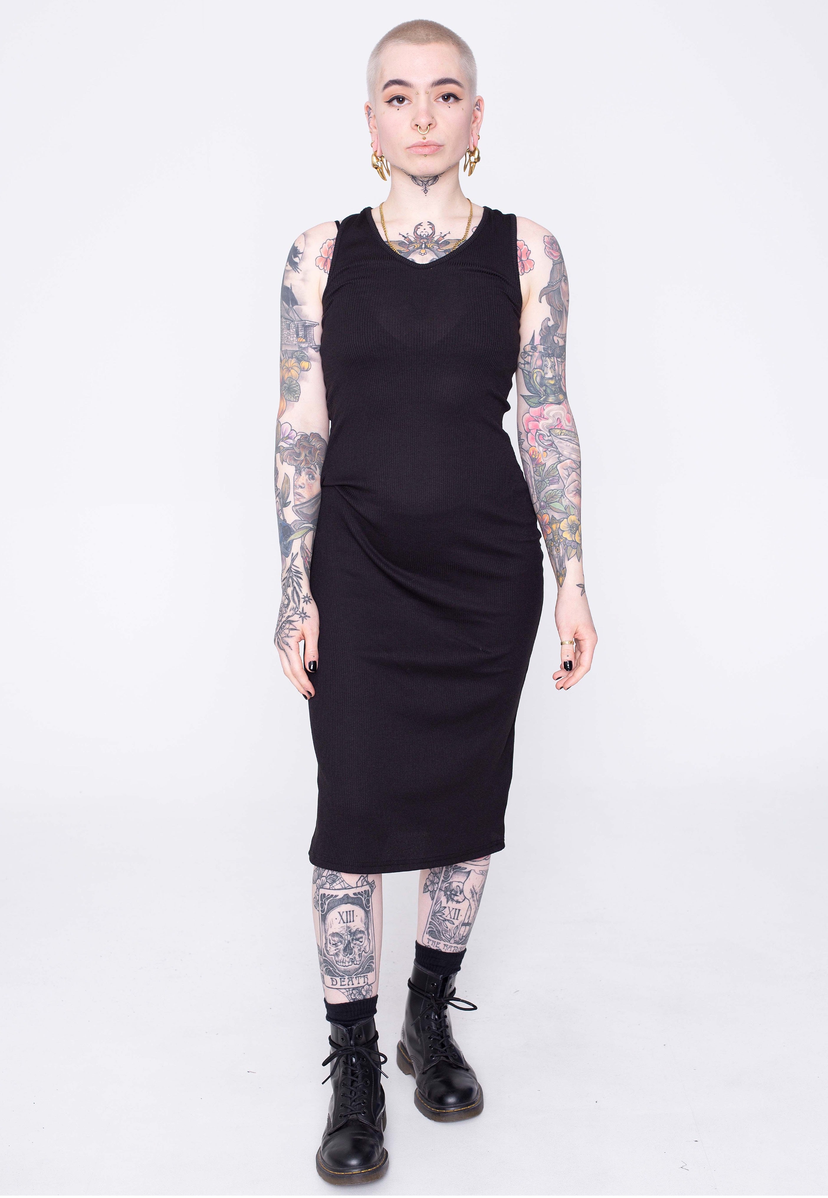 Urban Classics - Ladies Midi Sleeveless Rib Black - Dress | Women-Image