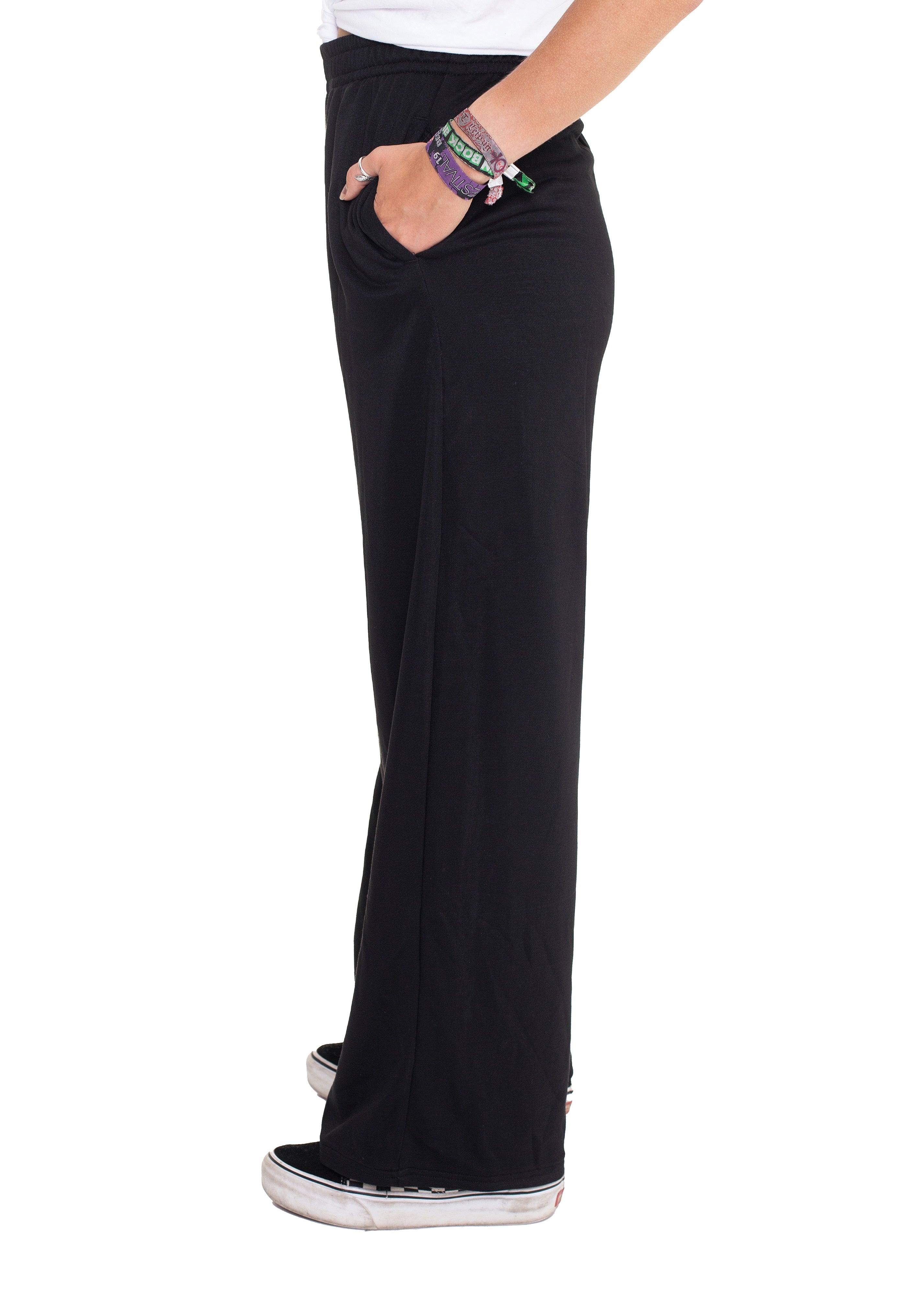 Urban Classics - Ladies Modal Terry Wide Leg Black - Sweat Pants | Women-Image