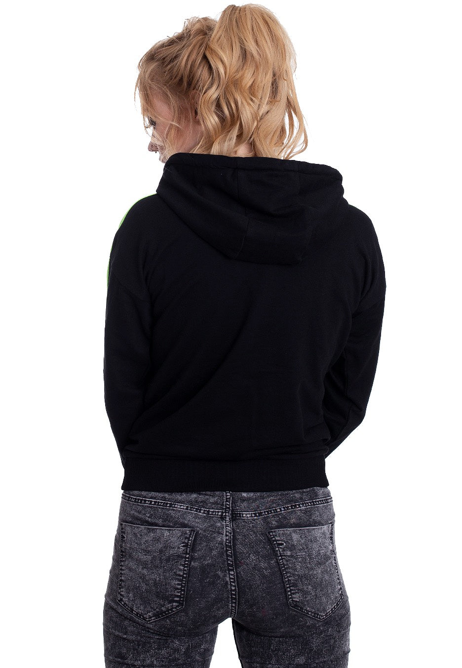 Urban Classics - Ladies Neon Shoulder Stripe Black/Electriclime - Hoodie | Women-Image