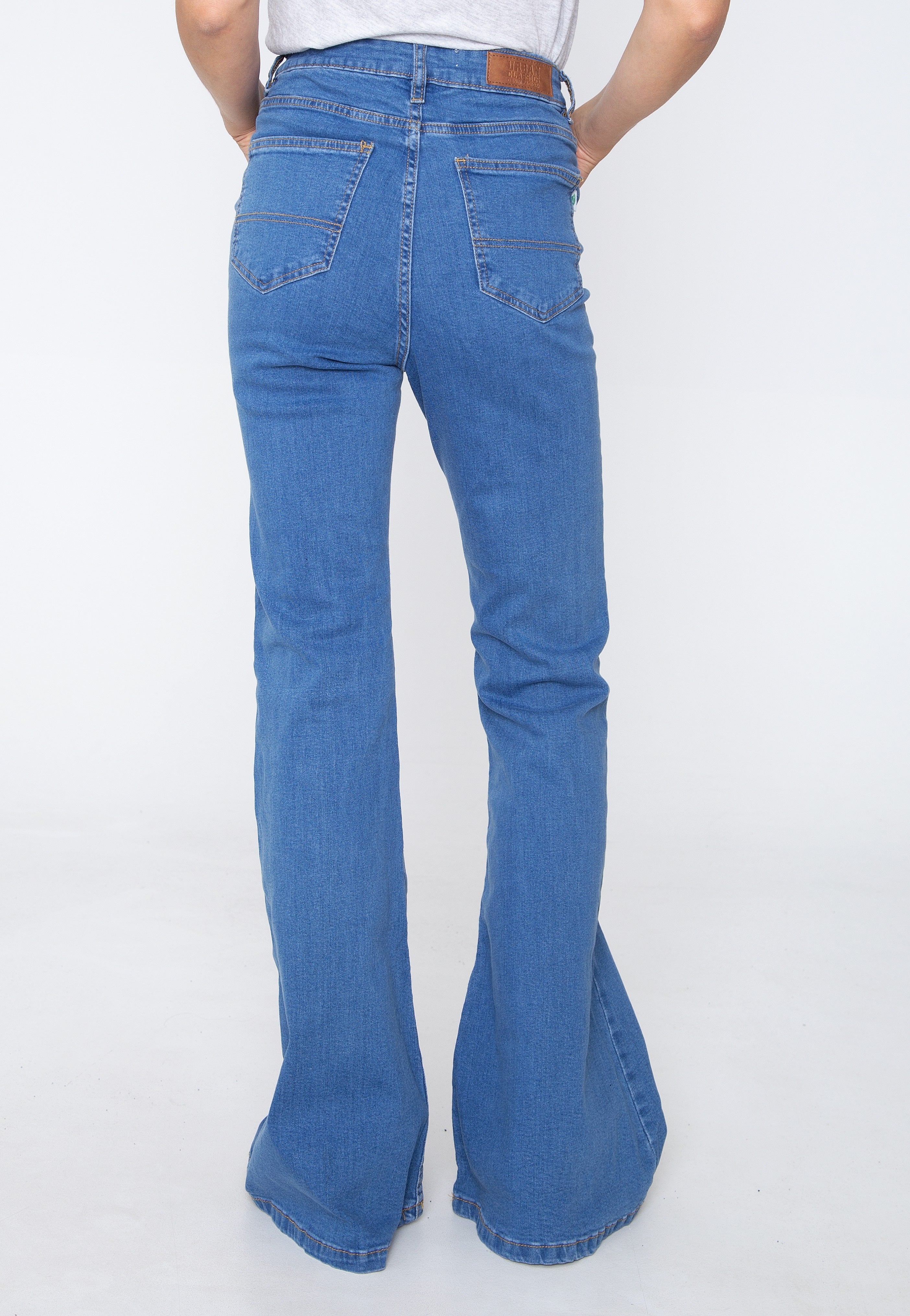 Urban Classics - Ladies Organic High Waist Flared Denim Clearblue Washed - Jeans | Women-Image