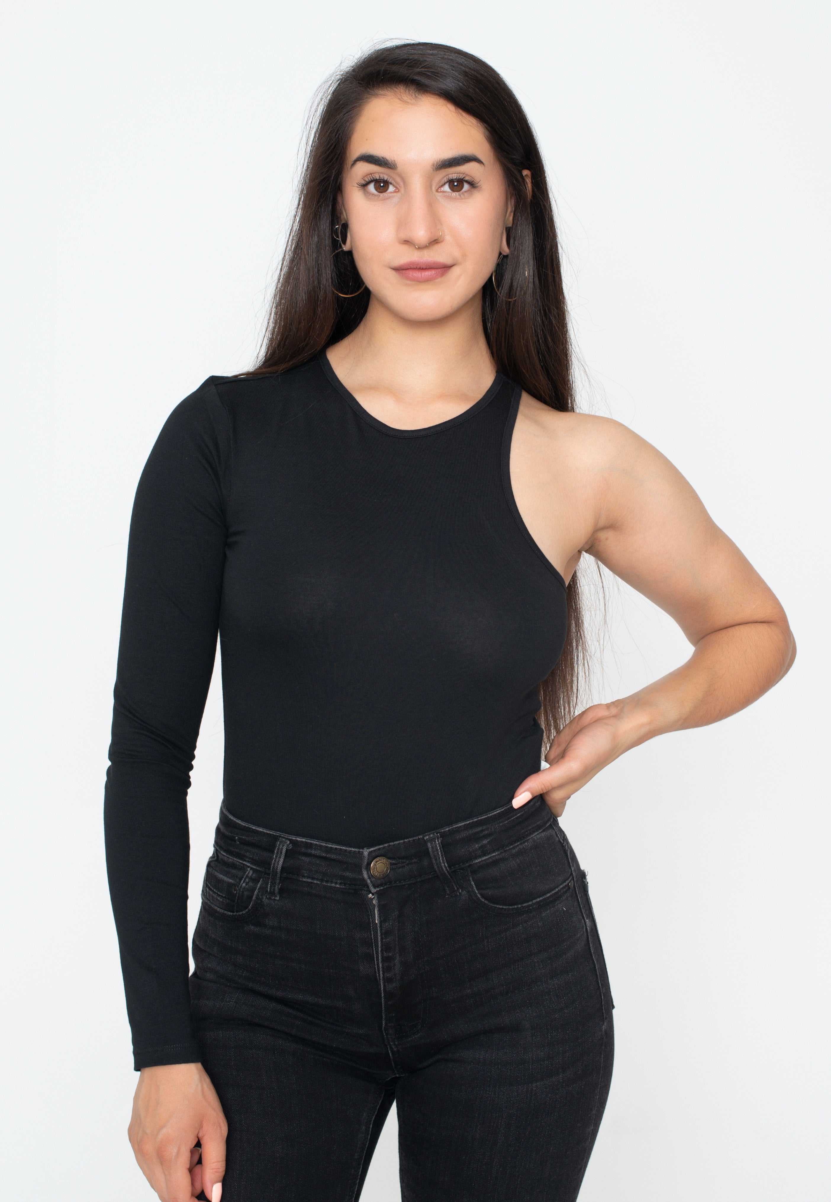 Urban Classics - Ladies Organic Stretch Asymmetric Black - Body | Women-Image