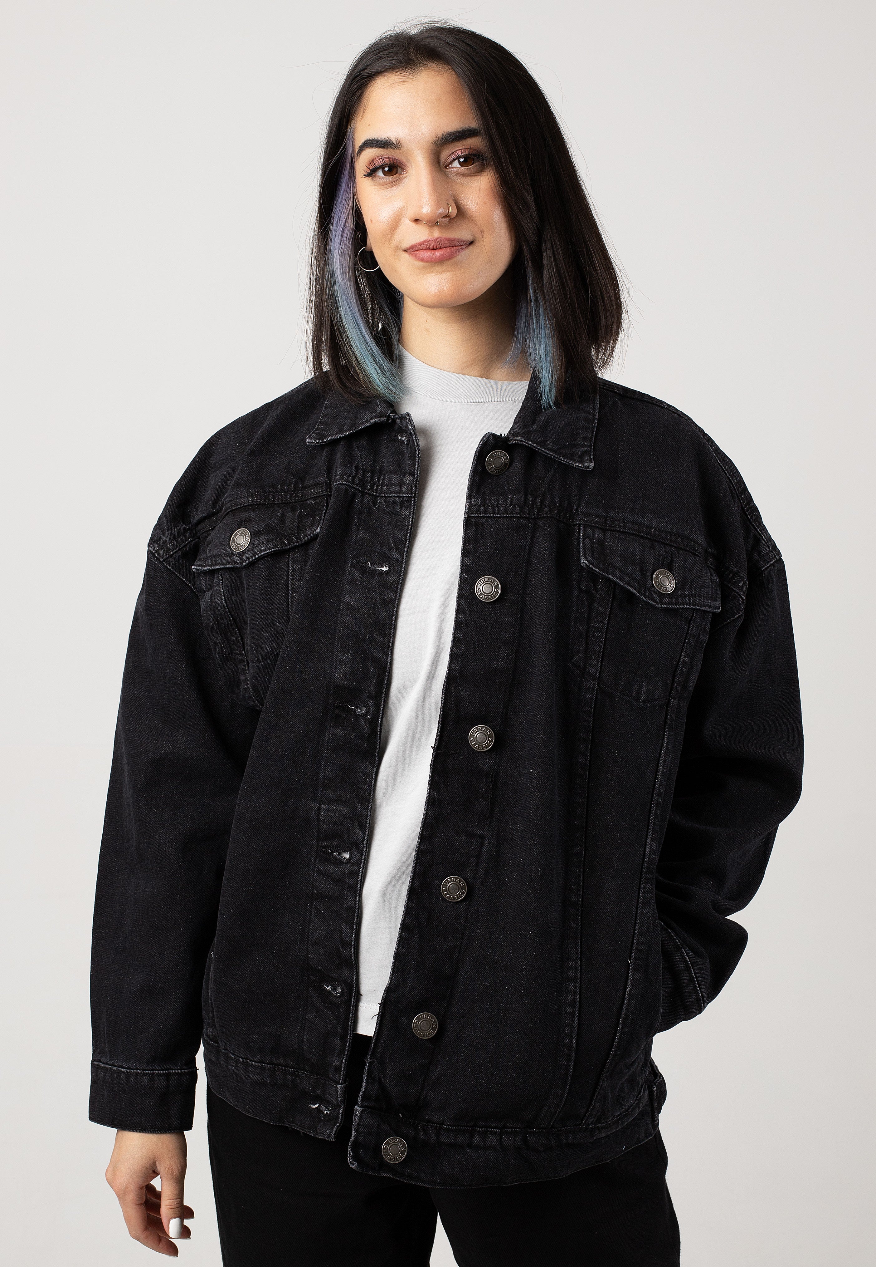 Urban Classics - Ladies Oversized 90‘s Denim Black Washed - Jeans Jacket | Women-Image