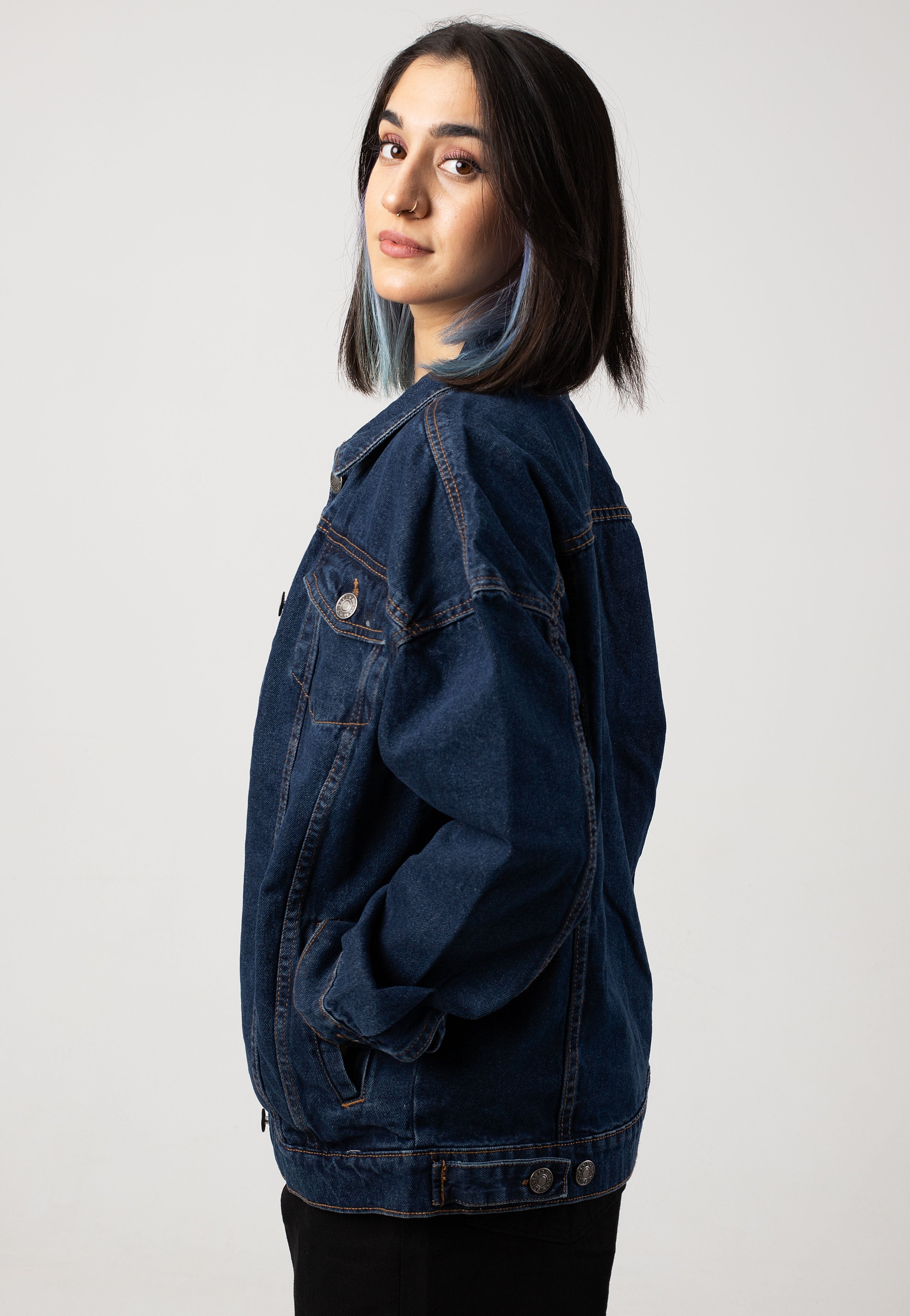 Urban Classics - Ladies Oversized 90‘s Denim Mid Indigo Washed - Jeans Jacket | Women-Image