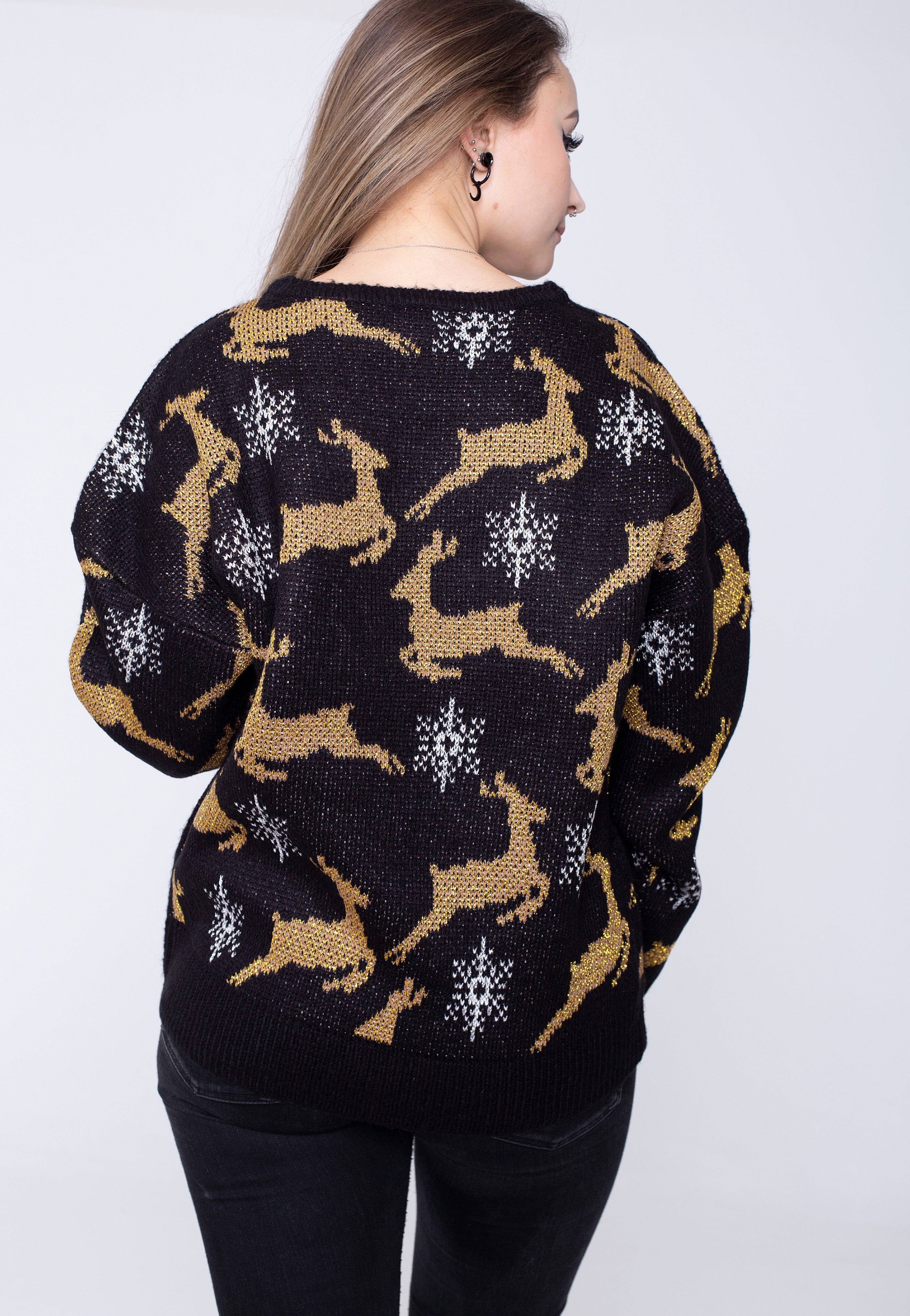 Urban Classics - Ladies Oversized Christmas Black/Gold - Pullover | Women-Image