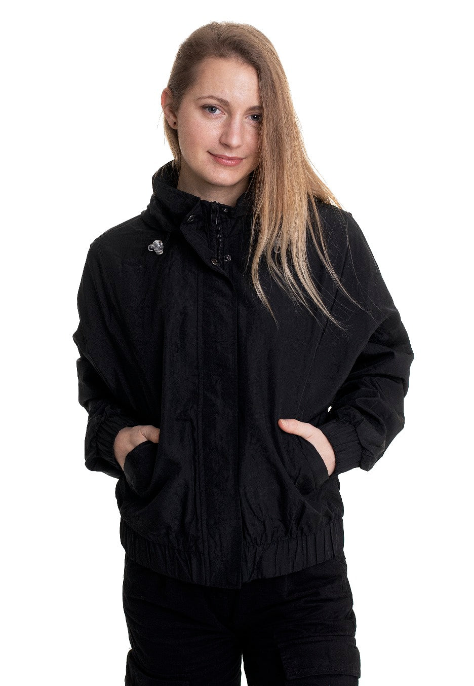 Urban Classics - Ladies Oversized Shiny Crinkle Nylon Black - Jacket | Women-Image