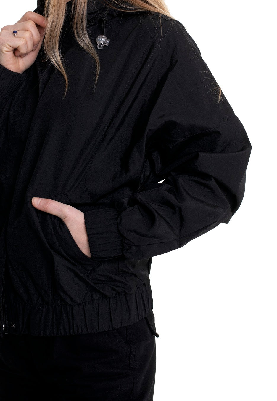 Urban Classics - Ladies Oversized Shiny Crinkle Nylon Black - Jacket | Women-Image