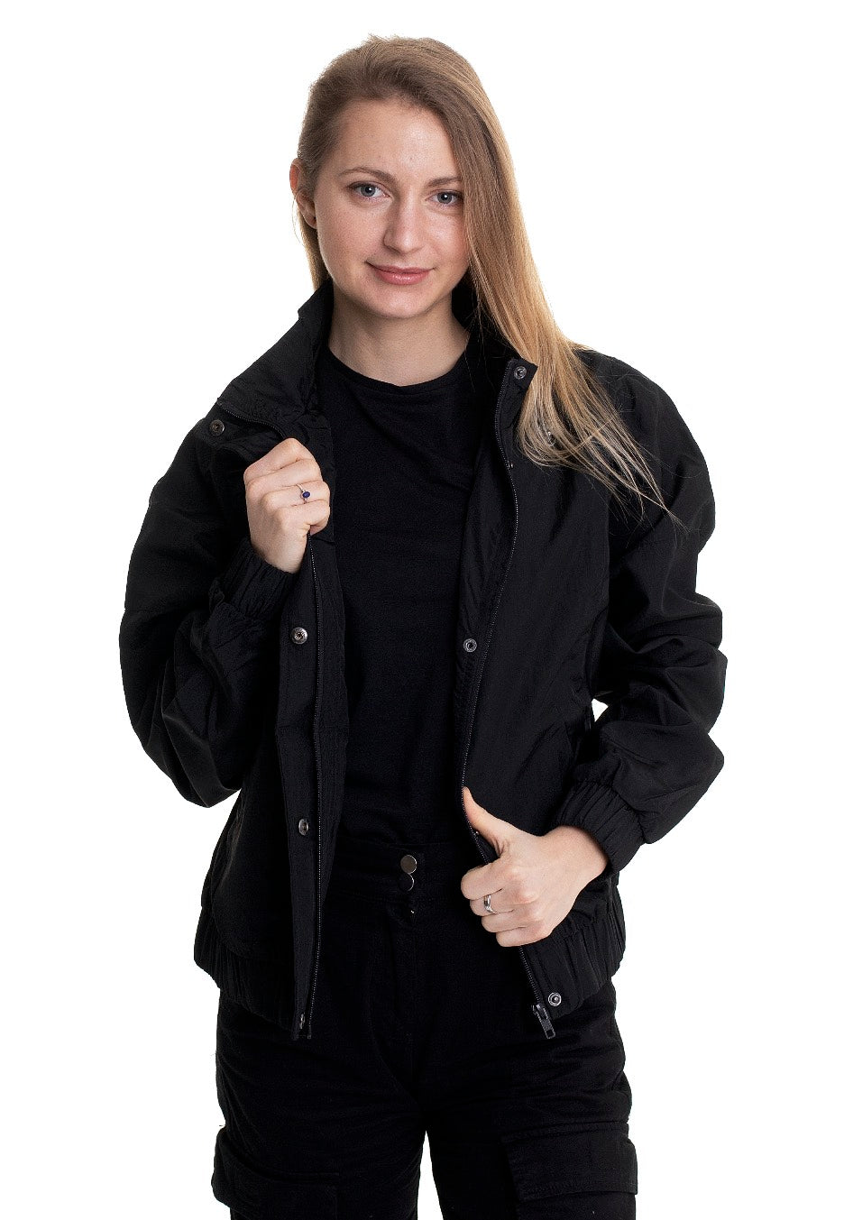 Urban Classics - Ladies Oversized Shiny Crinkle Nylon Black - Jacket | Women-Image