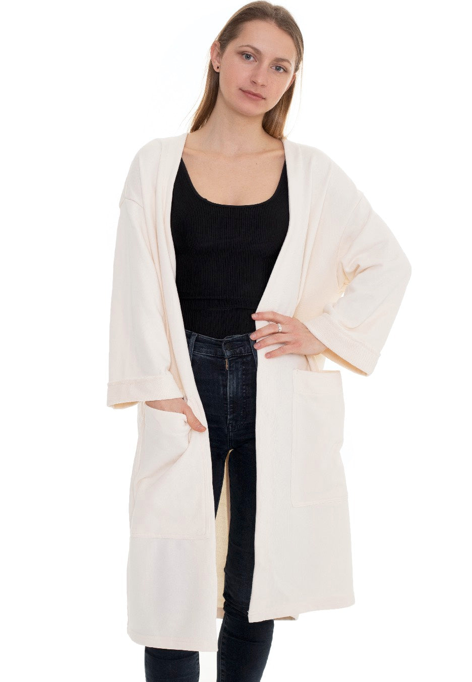 Urban Classics - Ladies Oversized Terry Whitesand - Cardigan | Women-Image