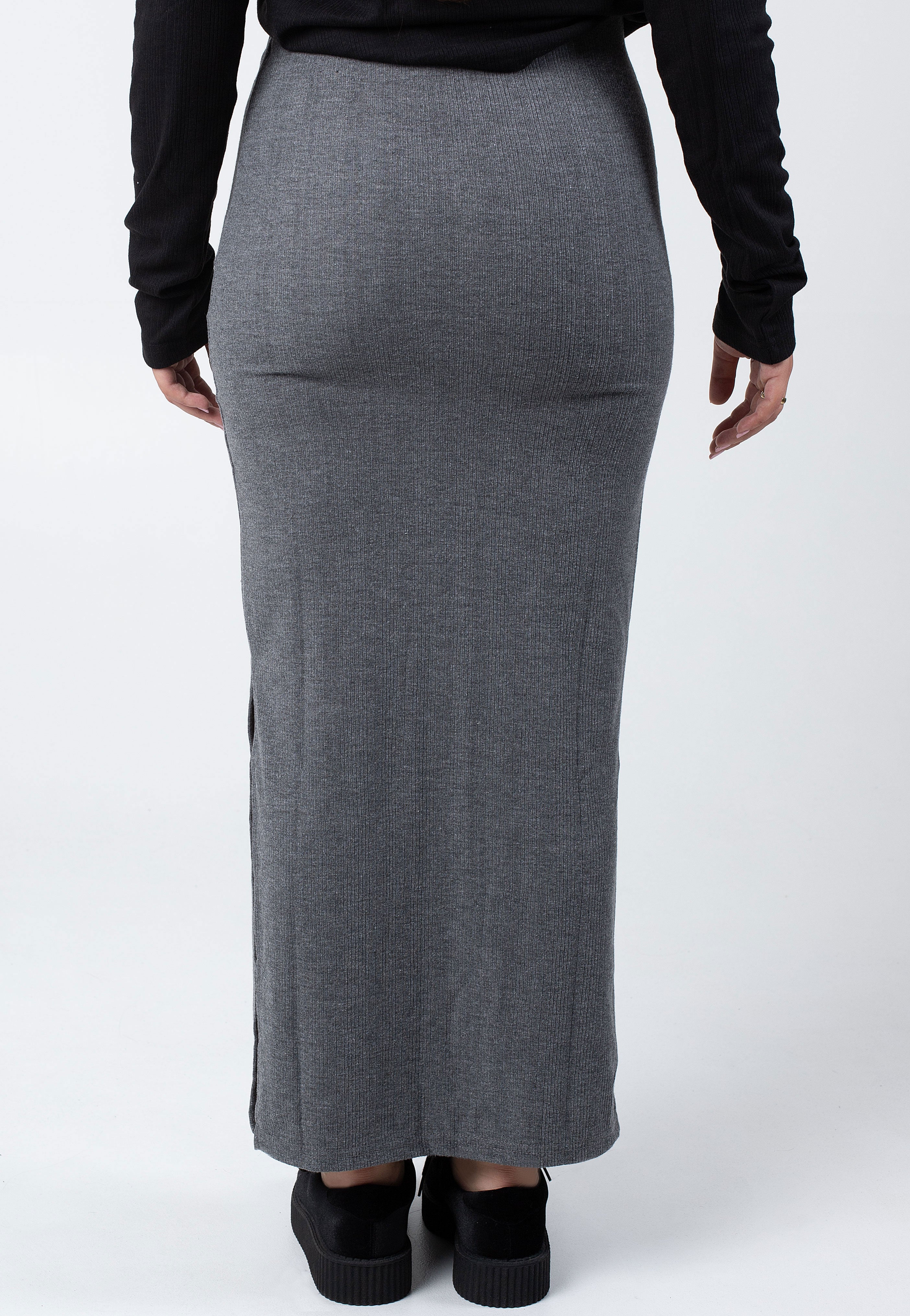 Urban Classics - Ladies Rib High Slit Darkgreymelange - Skirt | Women-Image