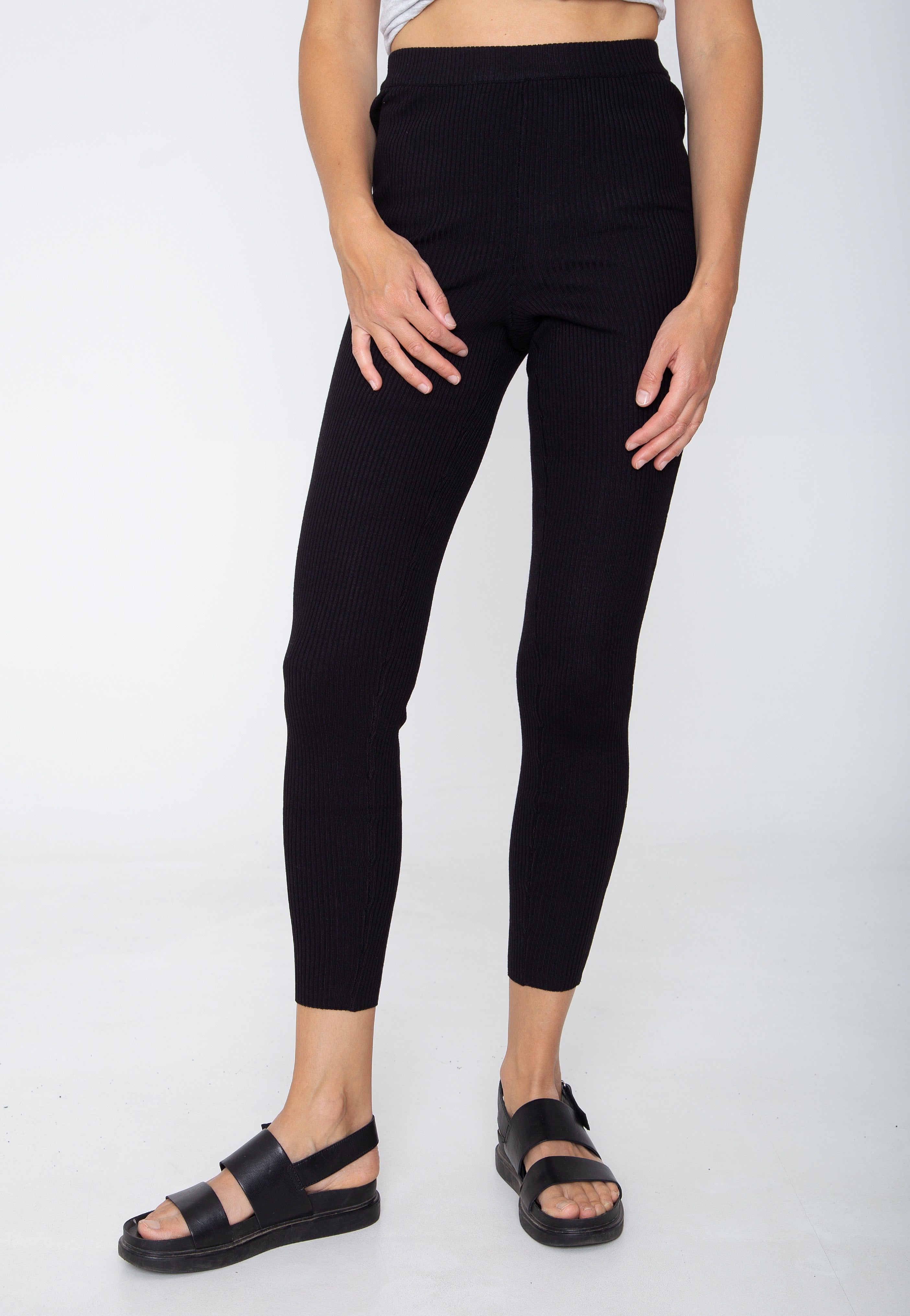 Urban Classics - Ladies Rib Knit Black - Leggings | Women-Image