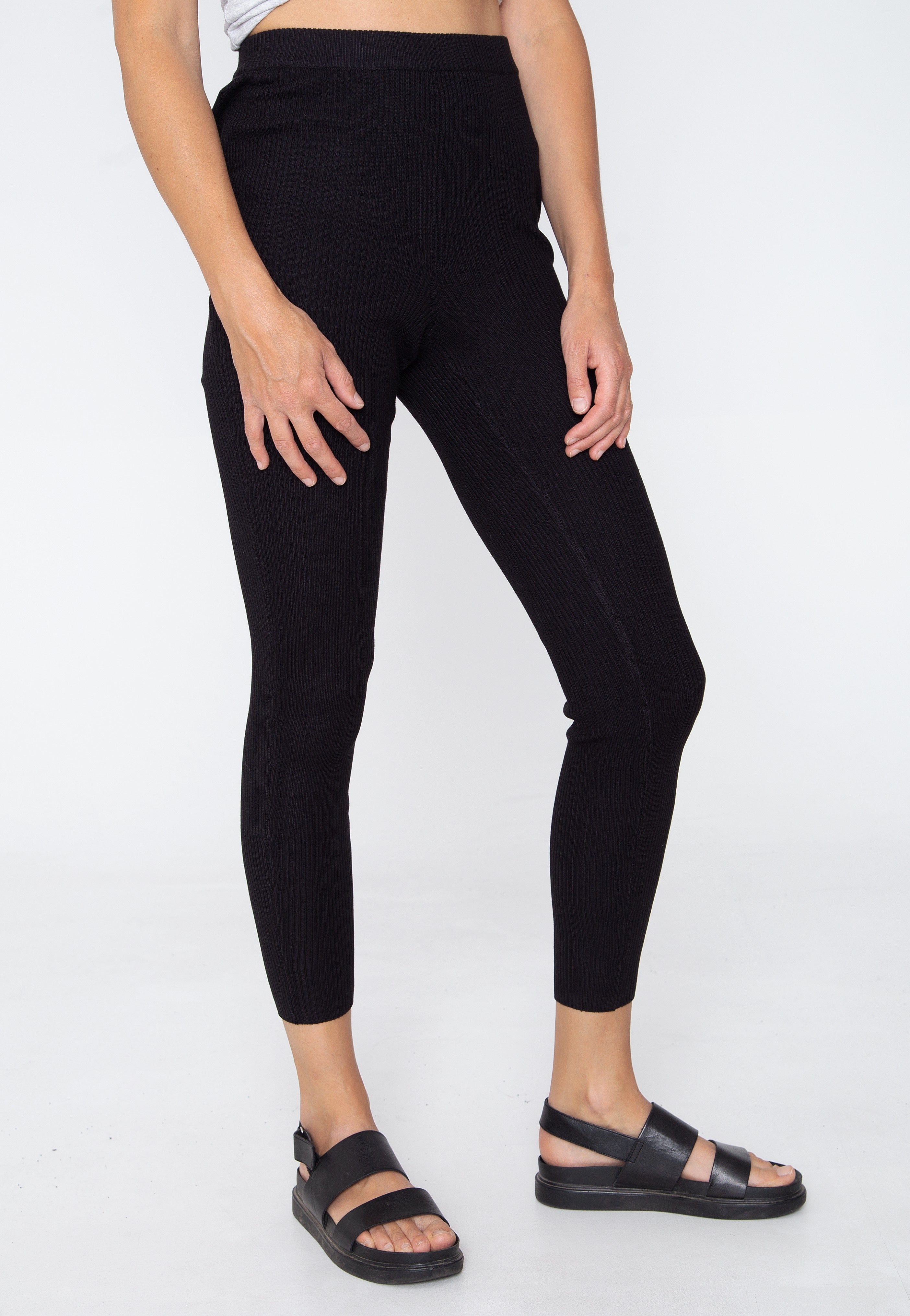 Urban Classics - Ladies Rib Knit Black - Leggings | Women-Image