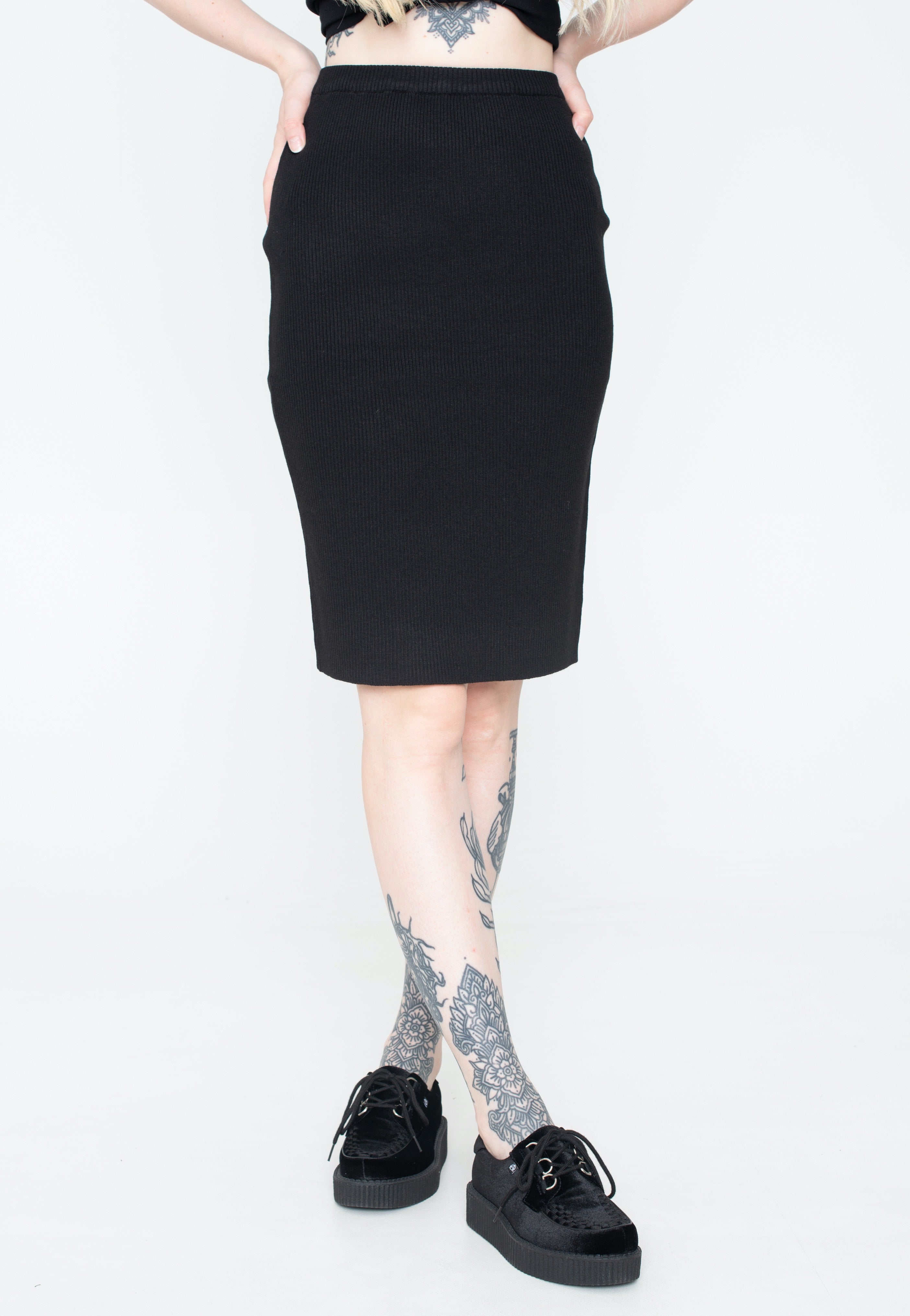 Urban Classics - Ladies Rib Knit Midi Black - Skirt | Women-Image