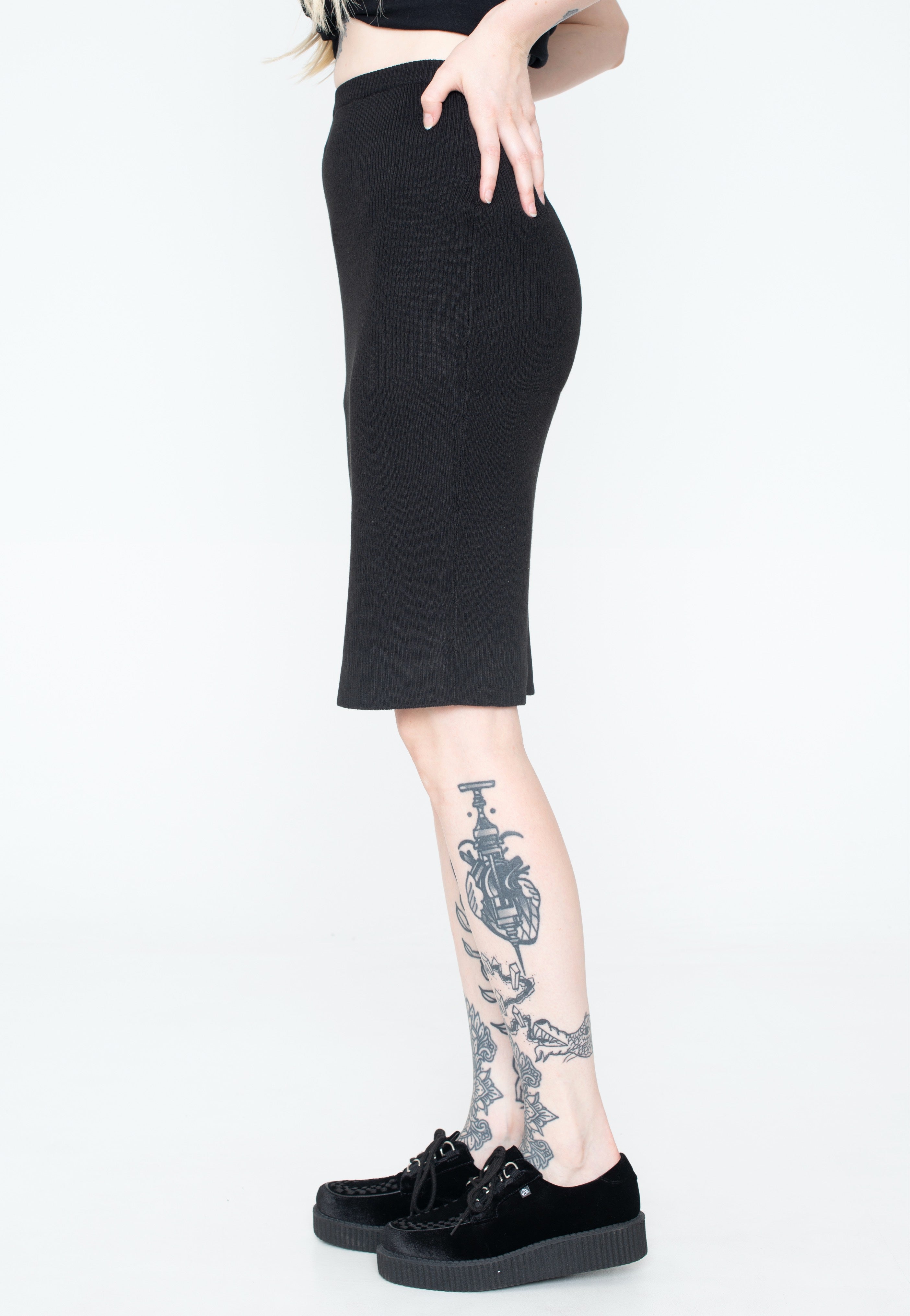 Urban Classics - Ladies Rib Knit Midi Black - Skirt | Women-Image