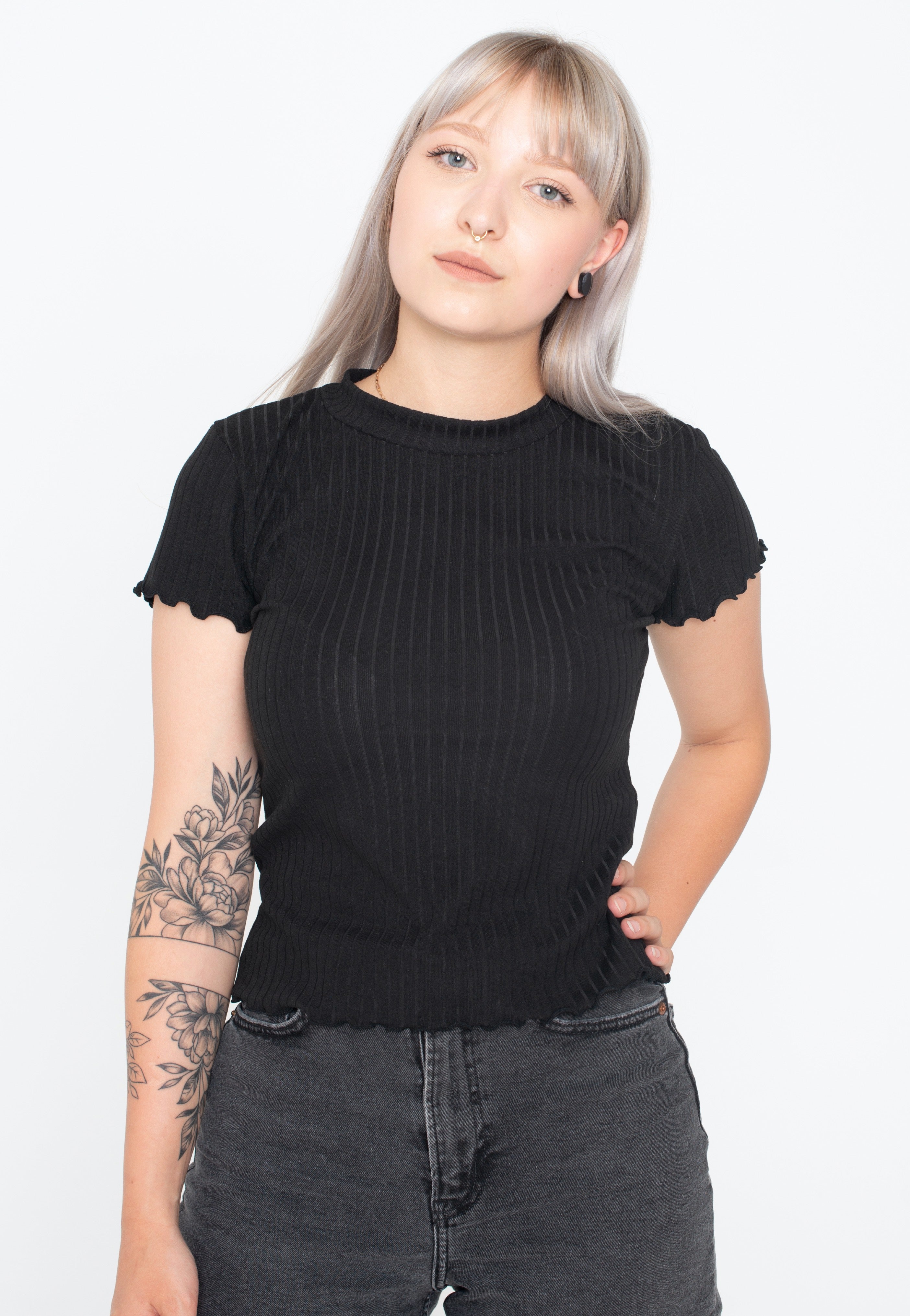 Urban Classics - Ladies Short Rib Black - T-Shirt | Women-Image