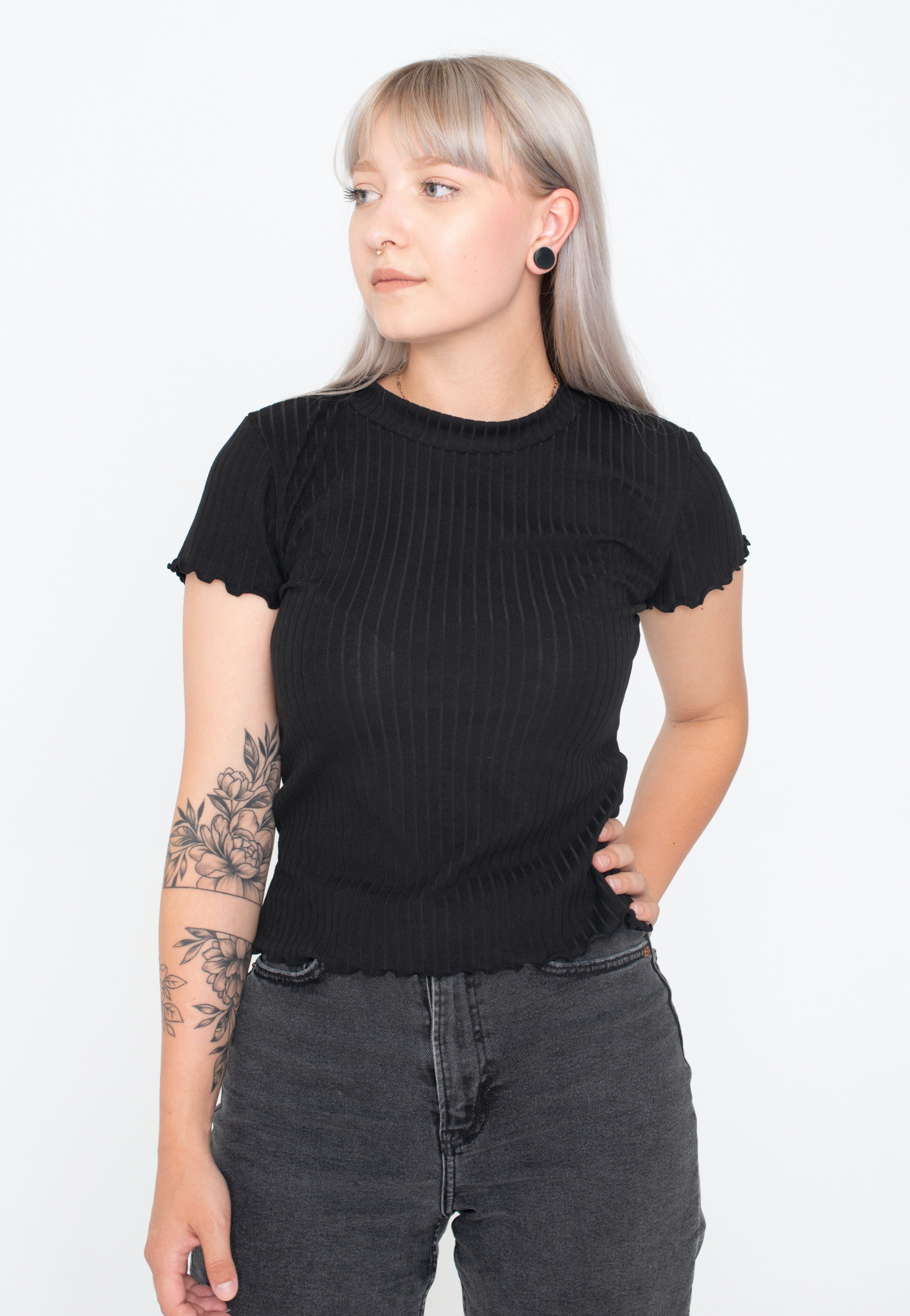 Urban Classics - Ladies Short Rib Black - T-Shirt | Women-Image