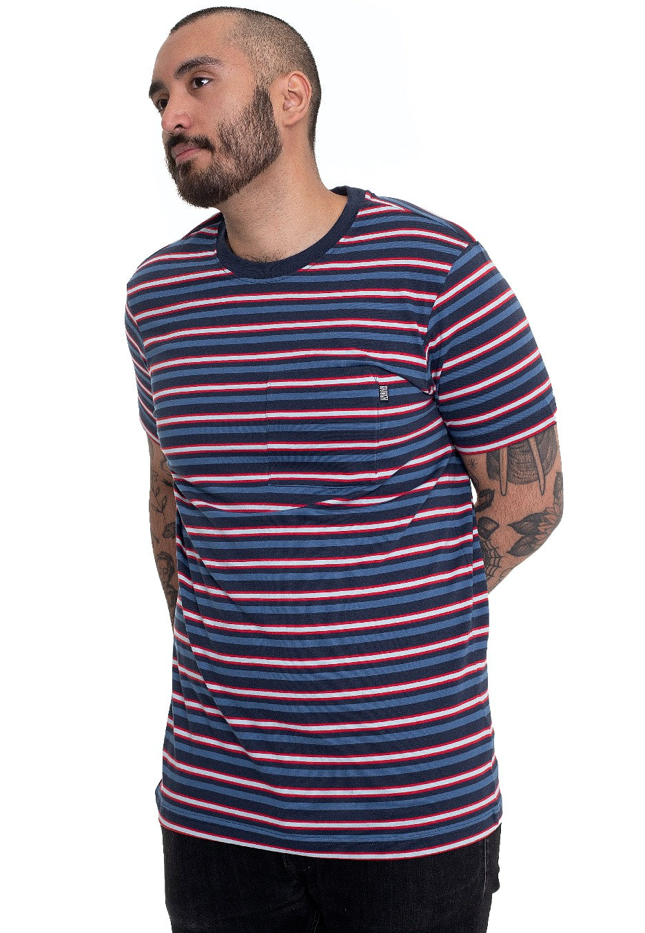 Urban Classics - Fast Stripe Pocket Darkblue/Cityred - T-Shirt | Men-Image