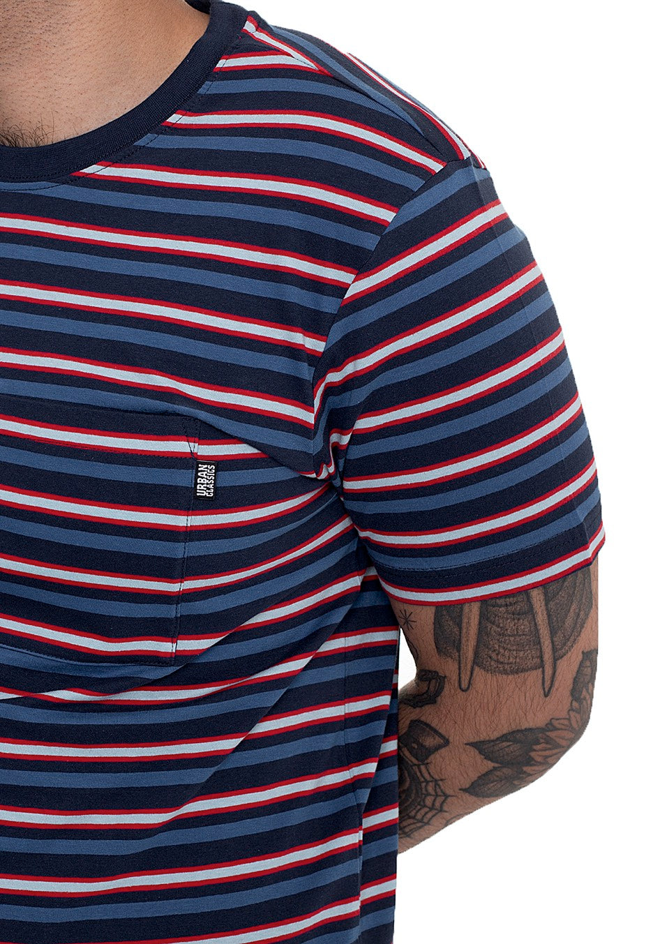 Urban Classics - Fast Stripe Pocket Darkblue/Cityred - T-Shirt | Men-Image