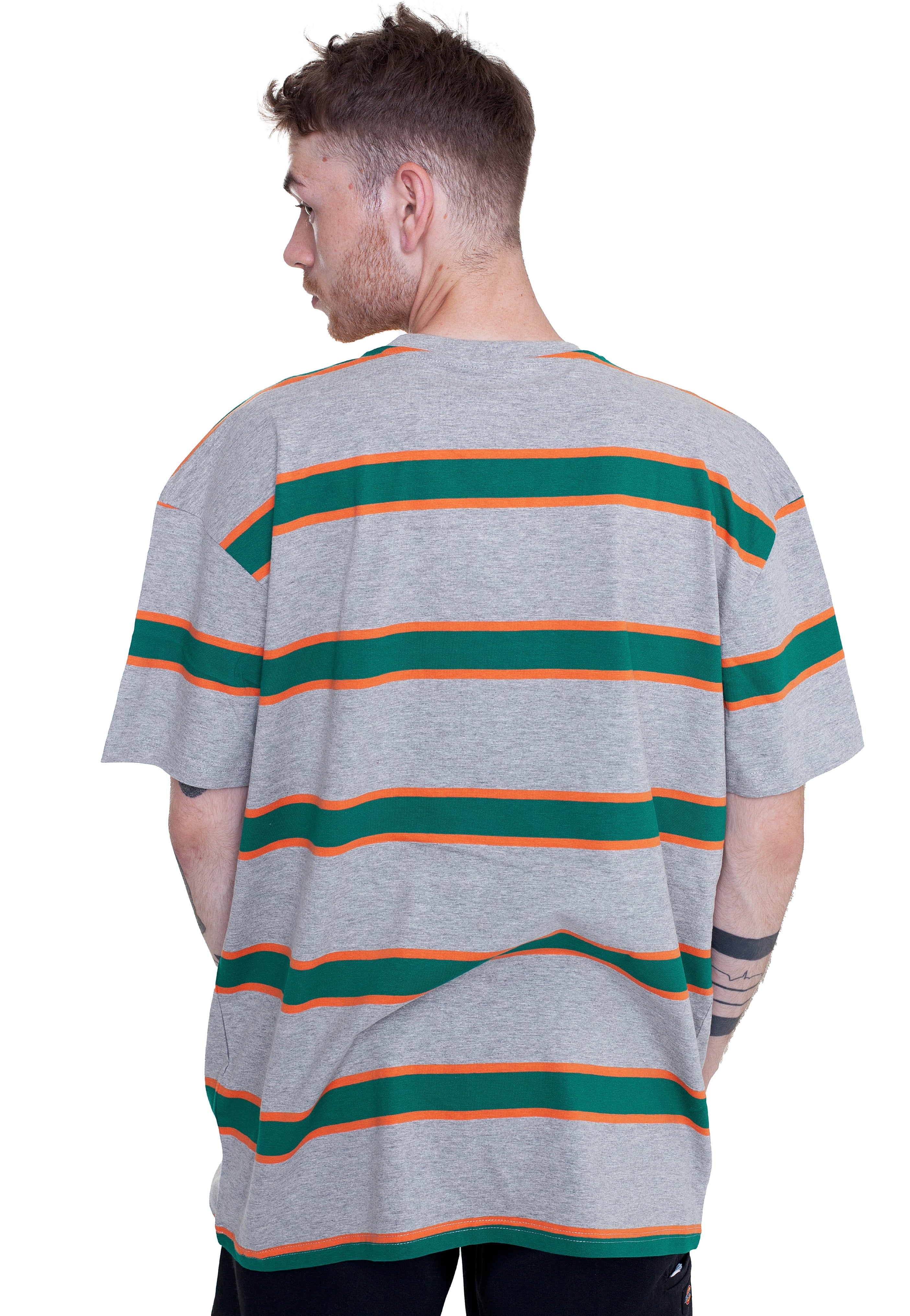 Urban Classics - Light Stripe Oversize Grey/Junglegreen - T-Shirt | Men-Image