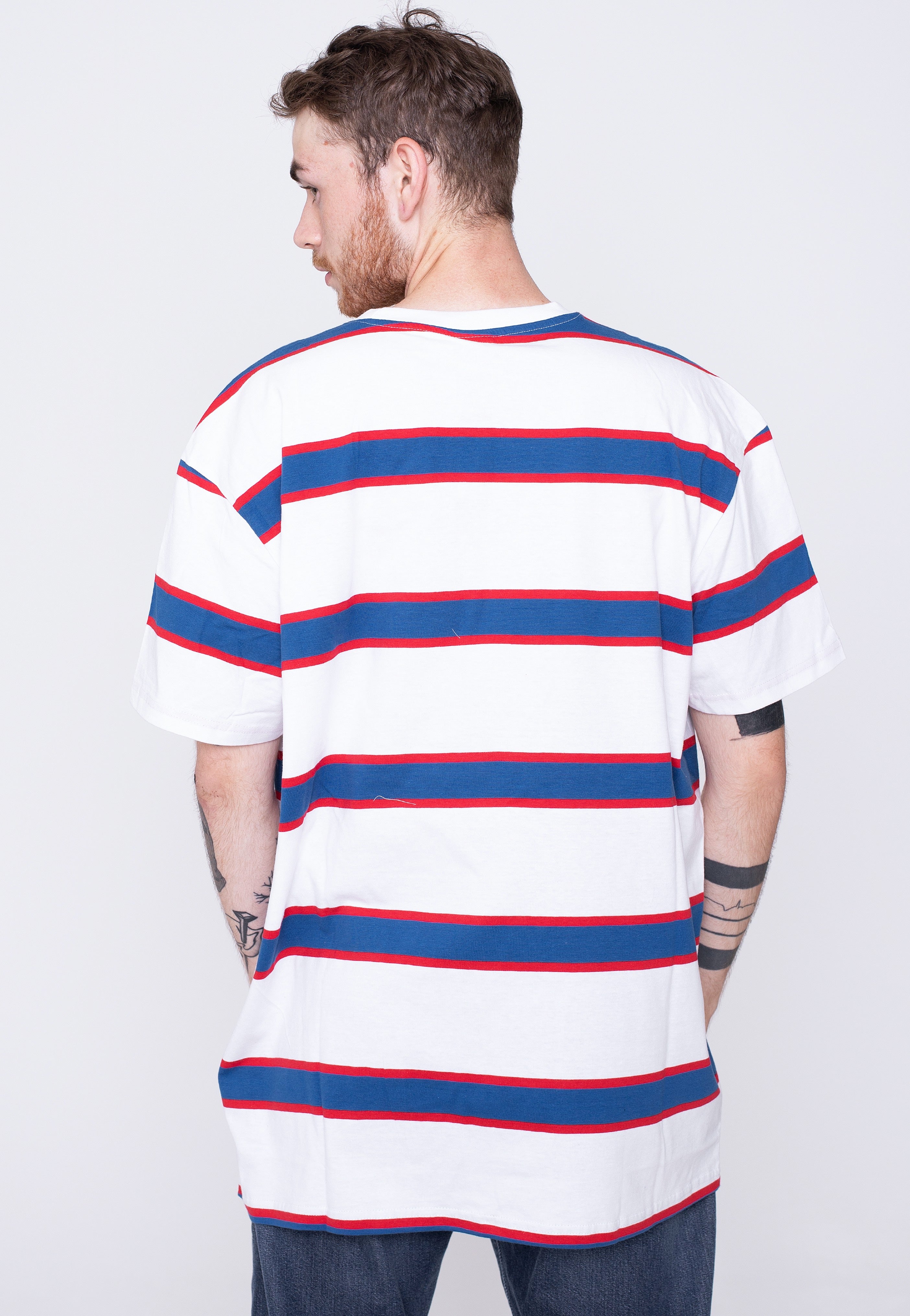 Urban Classics - Light Stripe Oversize White/Sportyblue - T-Shirt | Men-Image