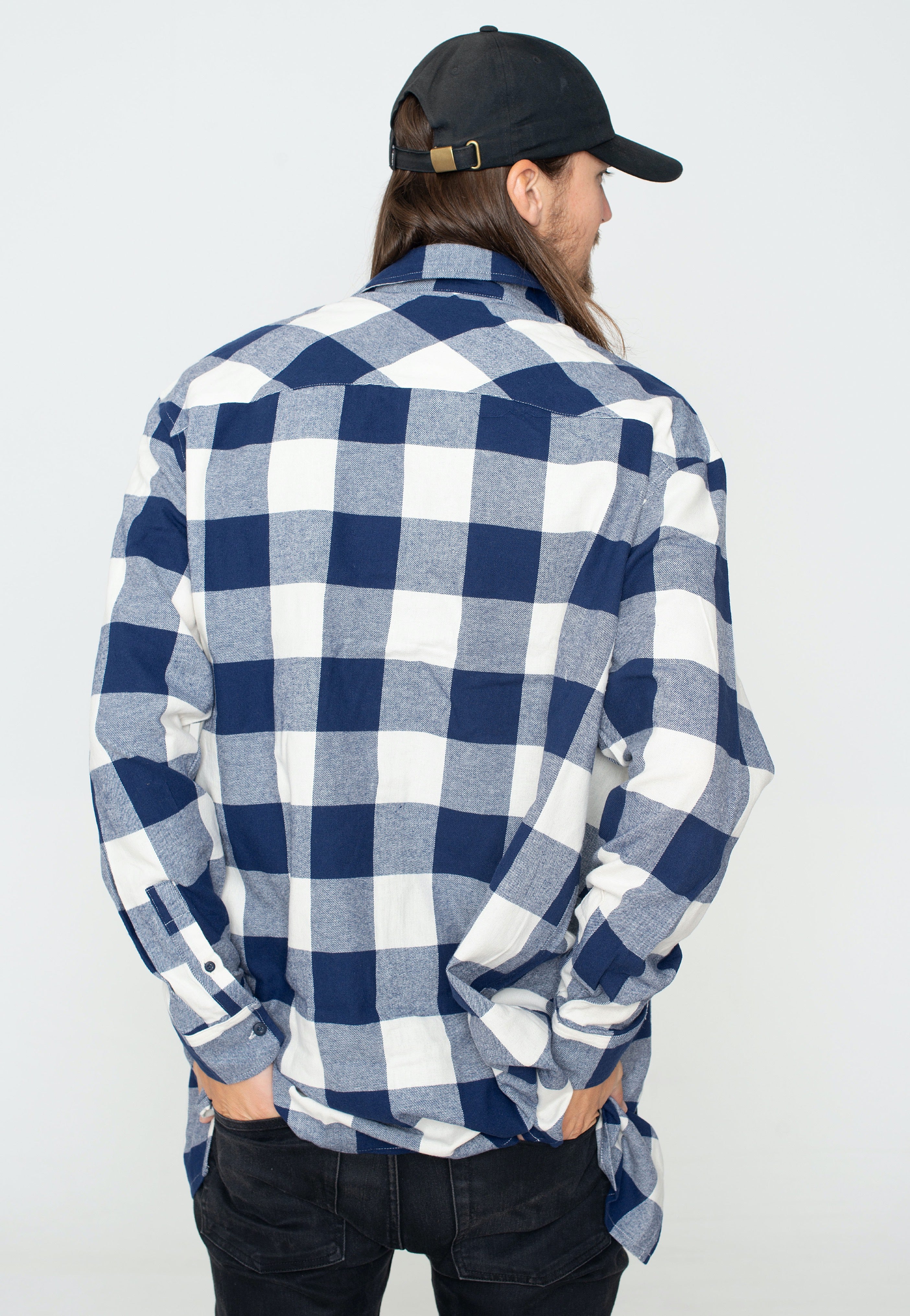 Urban Classics - Long Oversized Checked Darkblue/Cream - Shirt | Men-Image