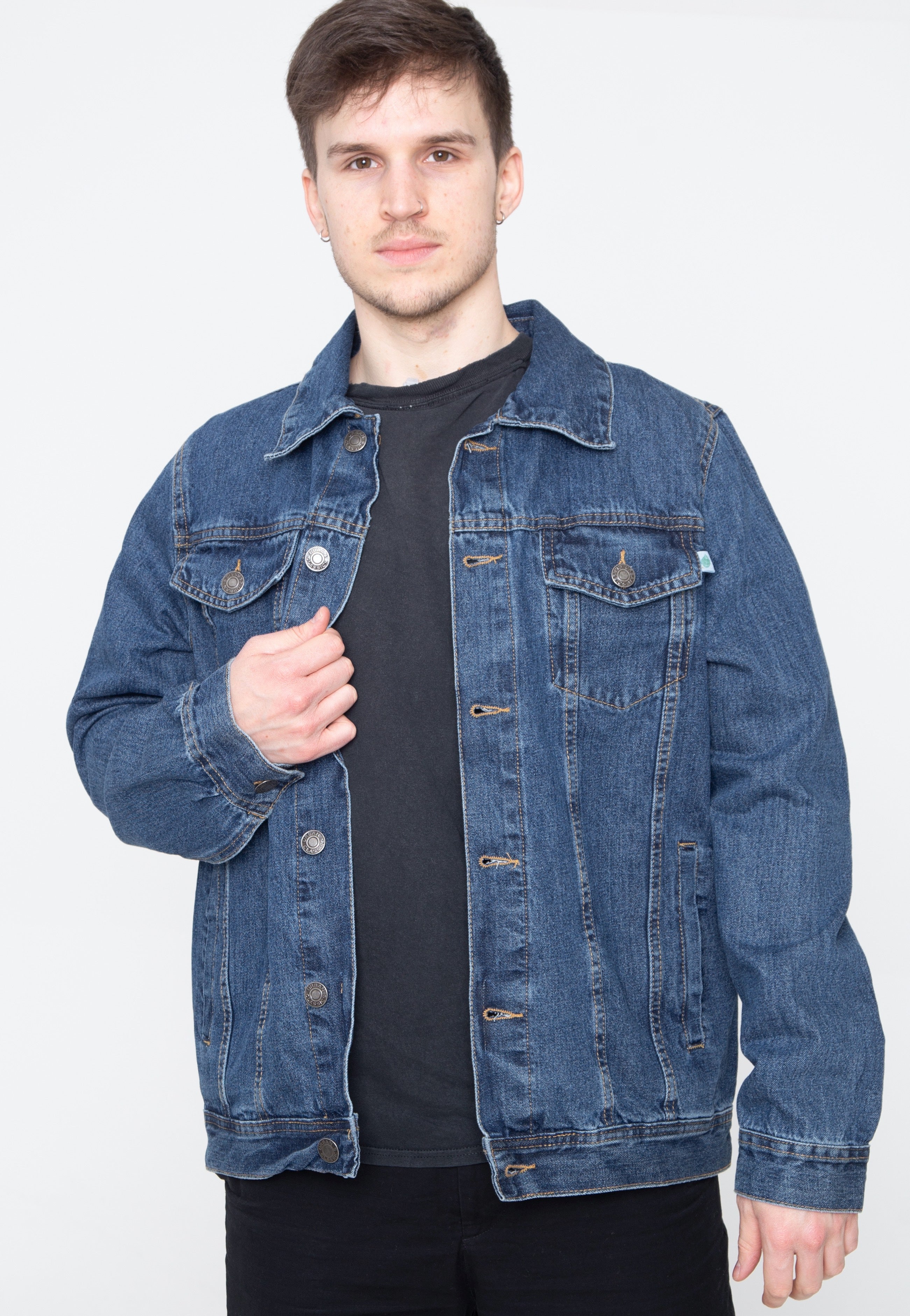 Urban Classics - Organic Basic Denim Mid Indigo Washed - Jeans Jacket | Men-Image