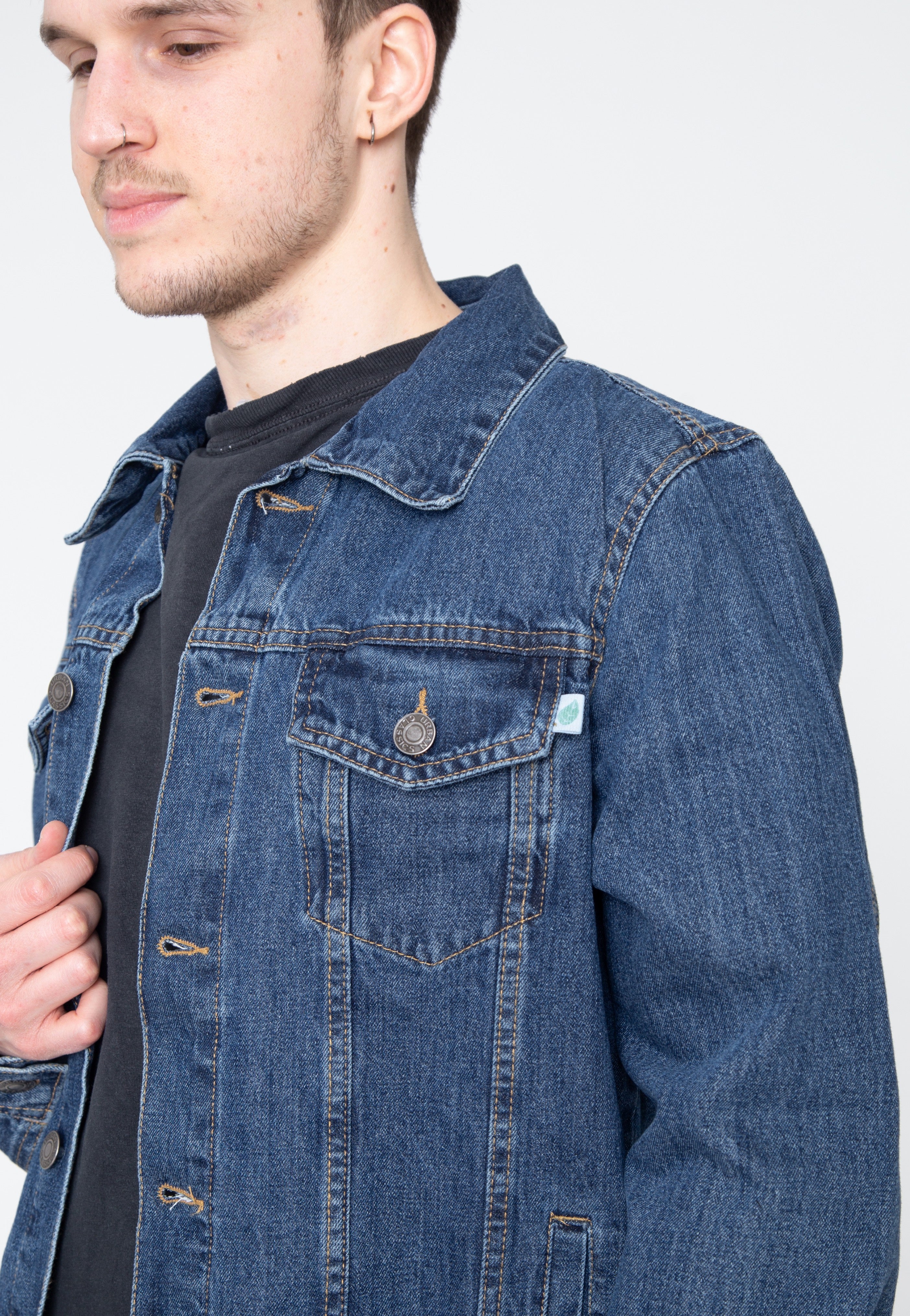 Urban Classics - Organic Basic Denim Mid Indigo Washed - Jeans Jacket | Men-Image